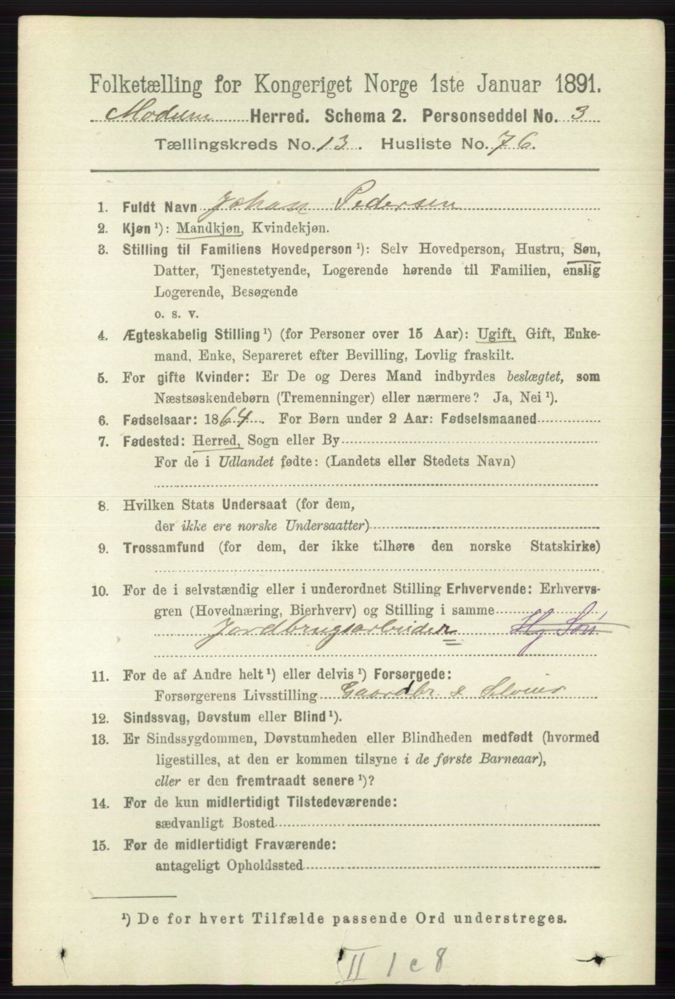 RA, 1891 census for 0623 Modum, 1891, p. 5340