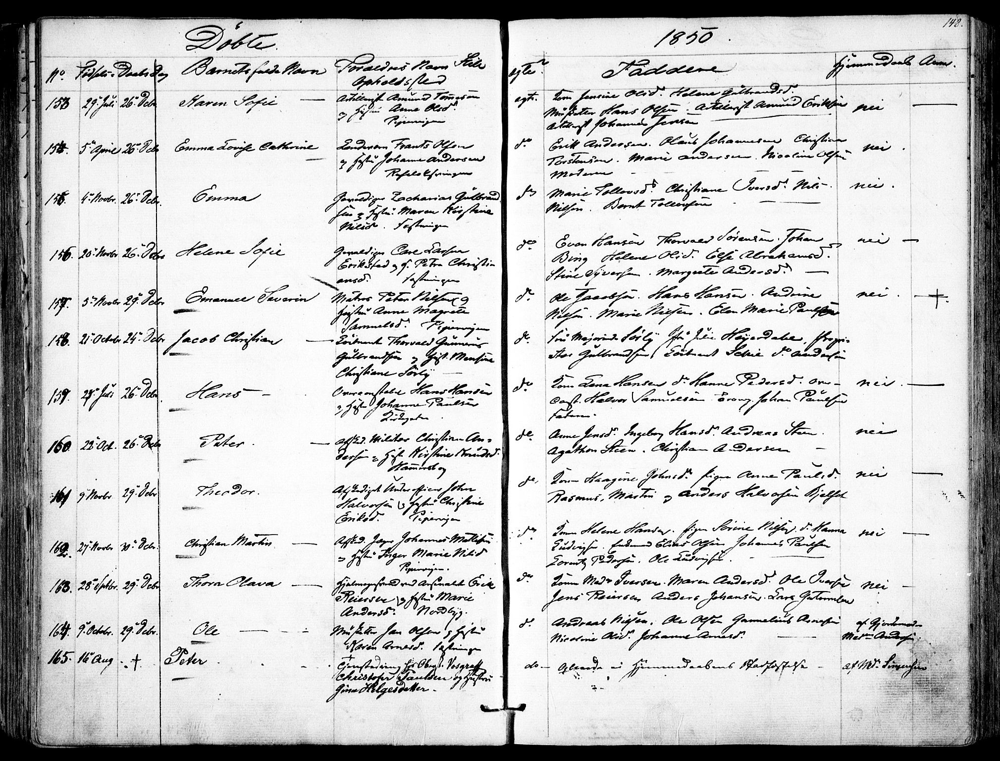 Garnisonsmenigheten Kirkebøker, AV/SAO-A-10846/F/Fa/L0008: Parish register (official) no. 8, 1842-1859, p. 148