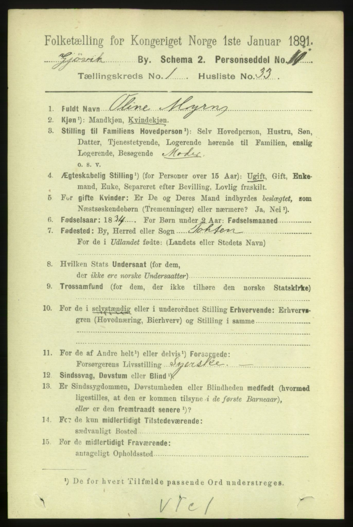 RA, 1891 census for 0502 Gjøvik, 1891, p. 669