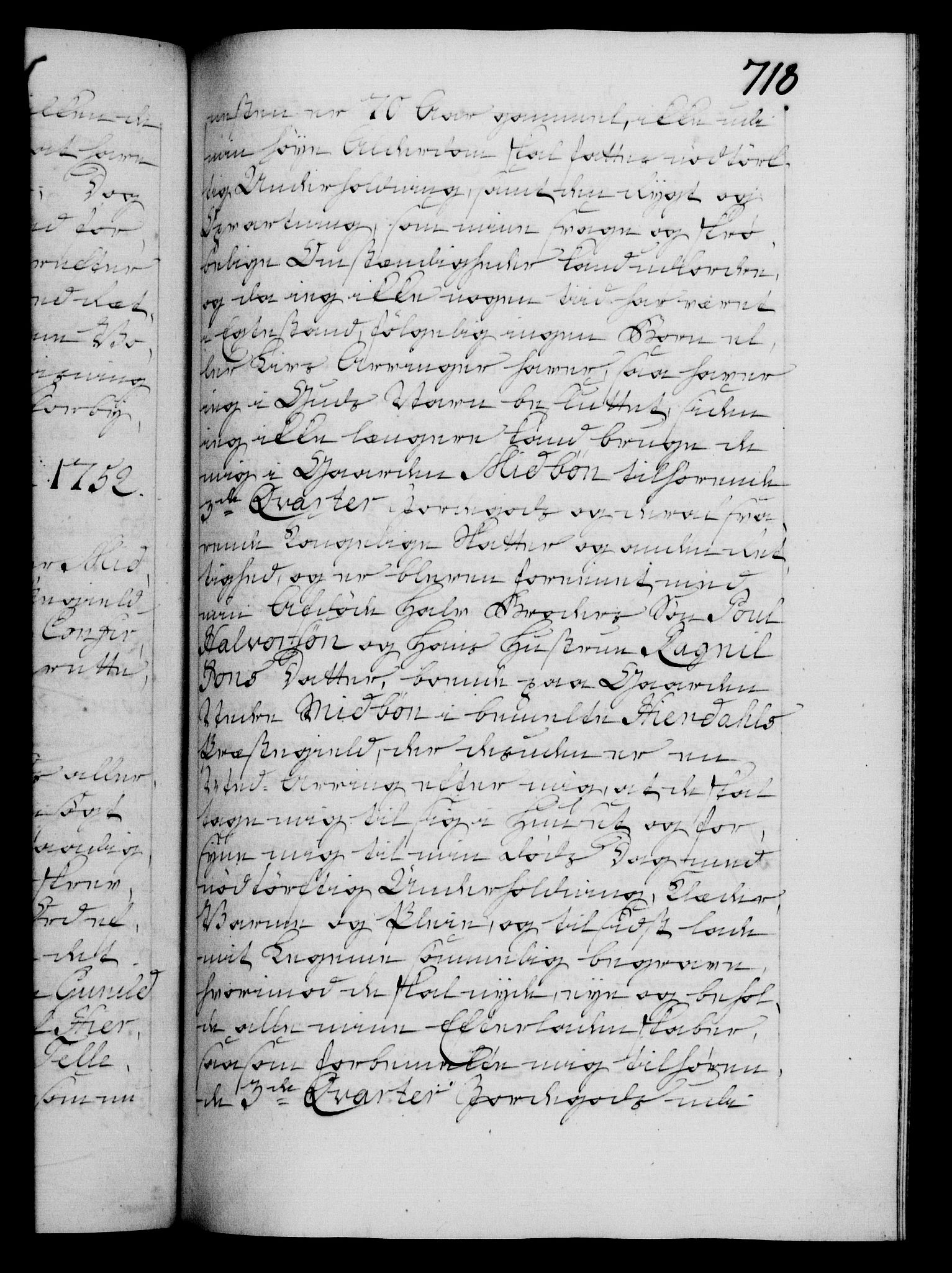 Danske Kanselli 1572-1799, AV/RA-EA-3023/F/Fc/Fca/Fcaa/L0037: Norske registre, 1751-1752, p. 718a