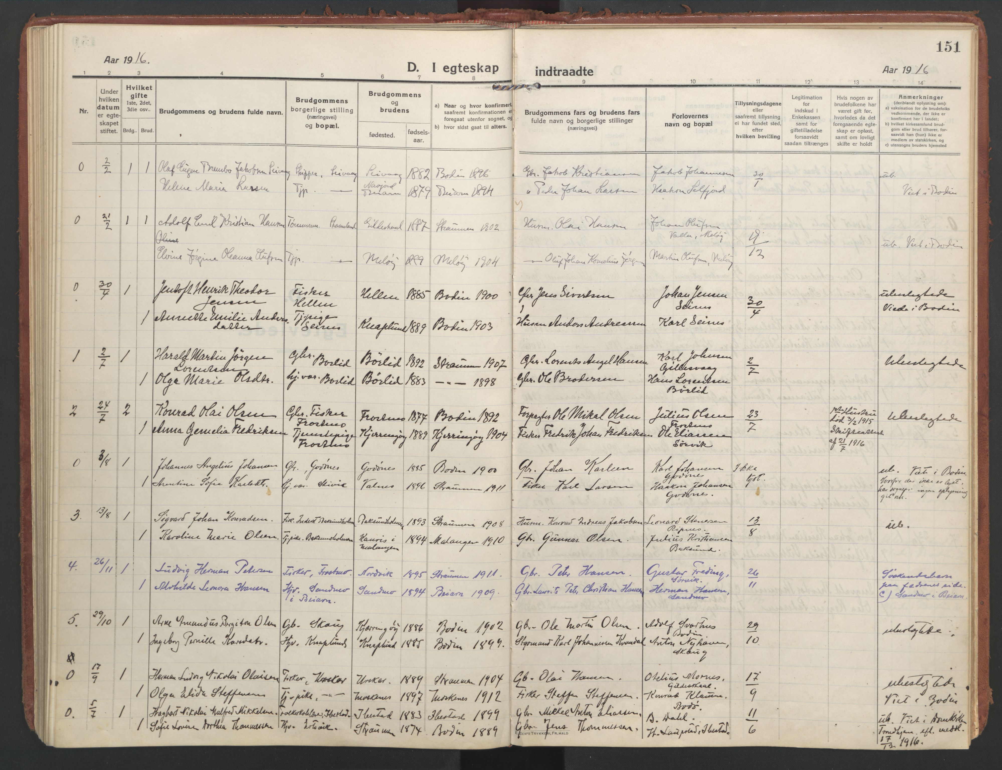 Ministerialprotokoller, klokkerbøker og fødselsregistre - Nordland, SAT/A-1459/804/L0086: Parish register (official) no. 804A07, 1916-1935, p. 151
