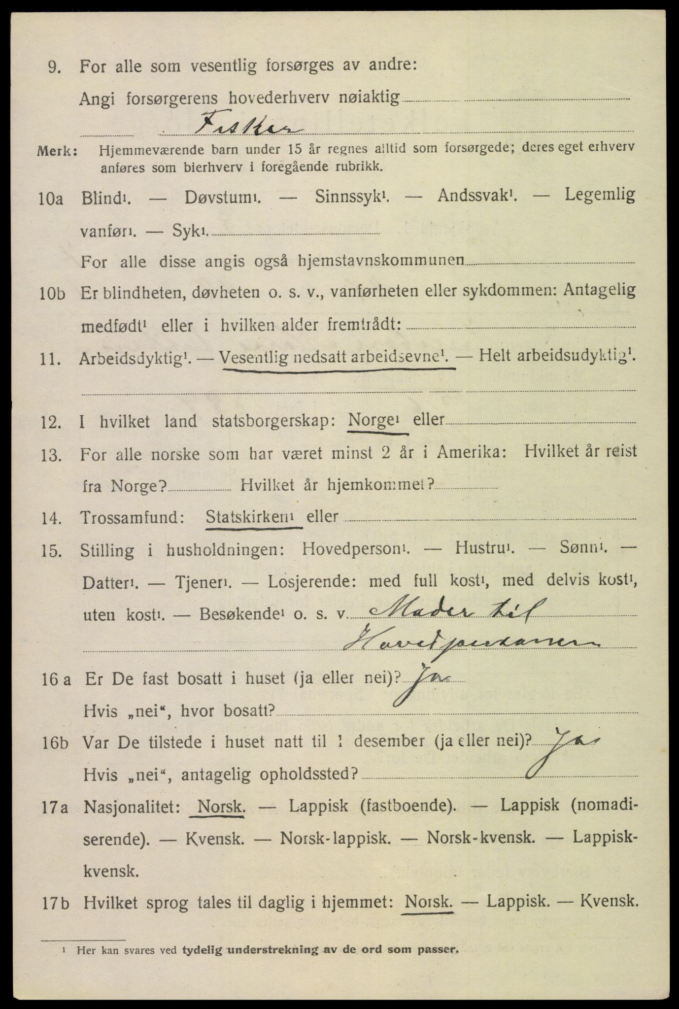 SAT, 1920 census for Vågan, 1920, p. 6752