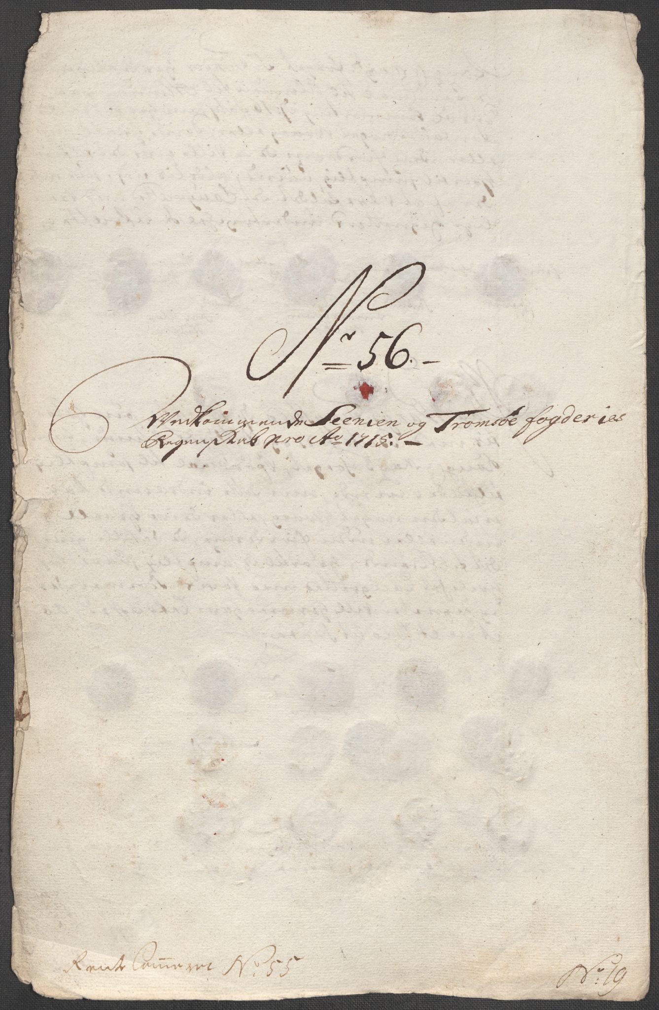 Rentekammeret inntil 1814, Reviderte regnskaper, Fogderegnskap, AV/RA-EA-4092/R68/L4761: Fogderegnskap Senja og Troms, 1715, p. 265