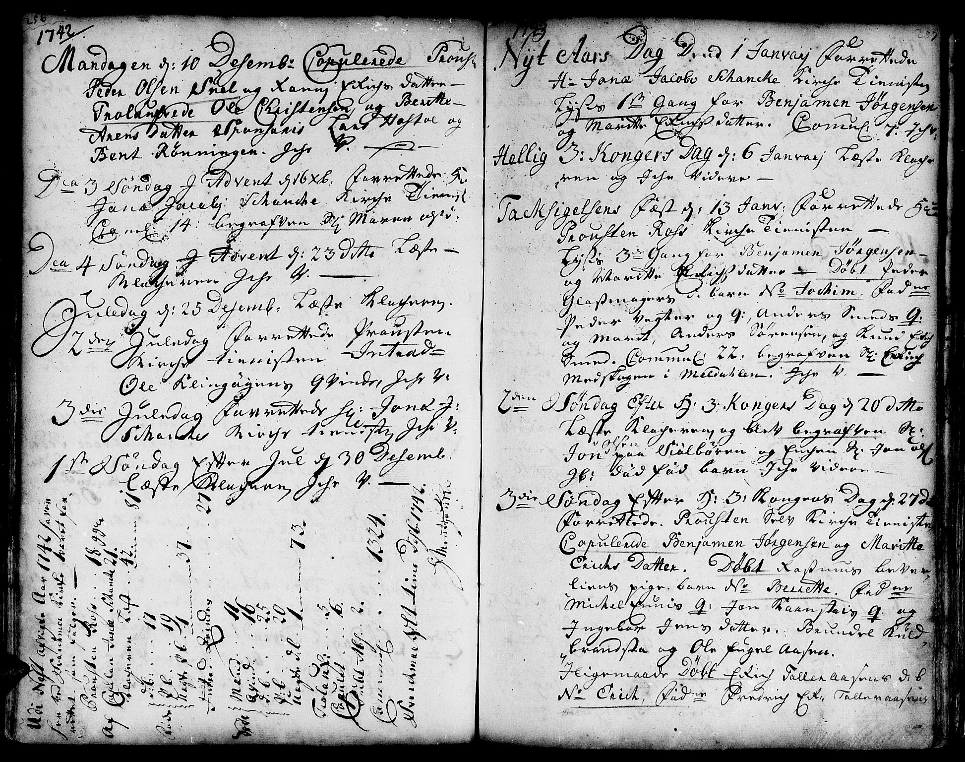 Ministerialprotokoller, klokkerbøker og fødselsregistre - Sør-Trøndelag, SAT/A-1456/671/L0839: Parish register (official) no. 671A01, 1730-1755, p. 256-257