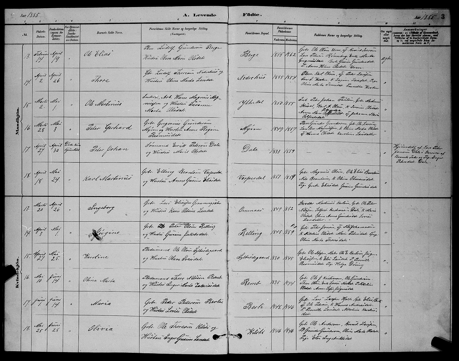 Ministerialprotokoller, klokkerbøker og fødselsregistre - Møre og Romsdal, AV/SAT-A-1454/519/L0263: Parish register (copy) no. 519C04, 1885-1892, p. 3