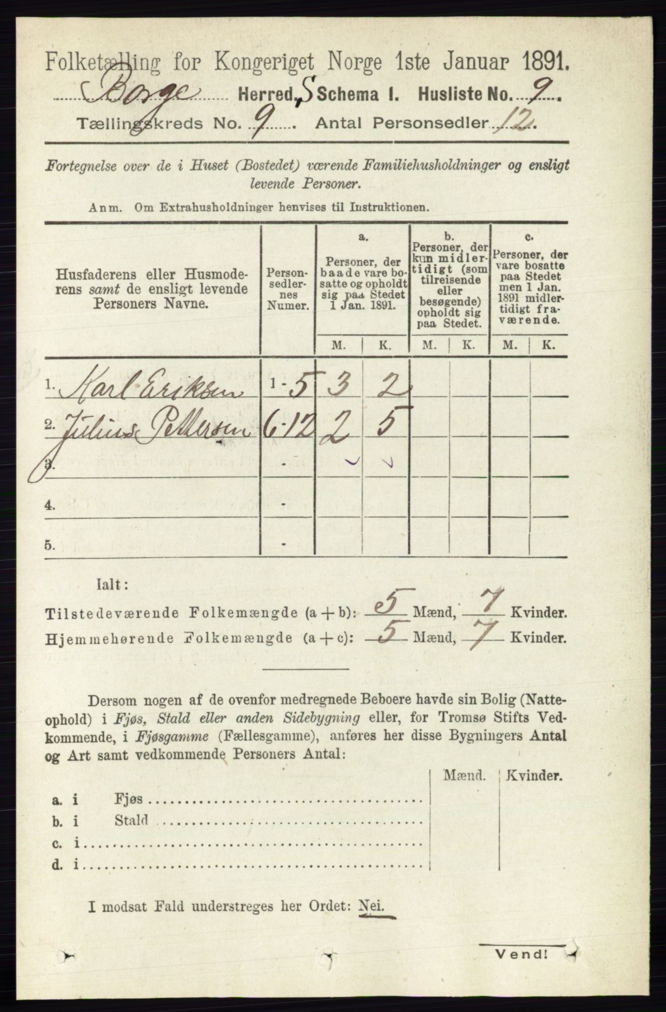 RA, 1891 census for 0113 Borge, 1891, p. 5700