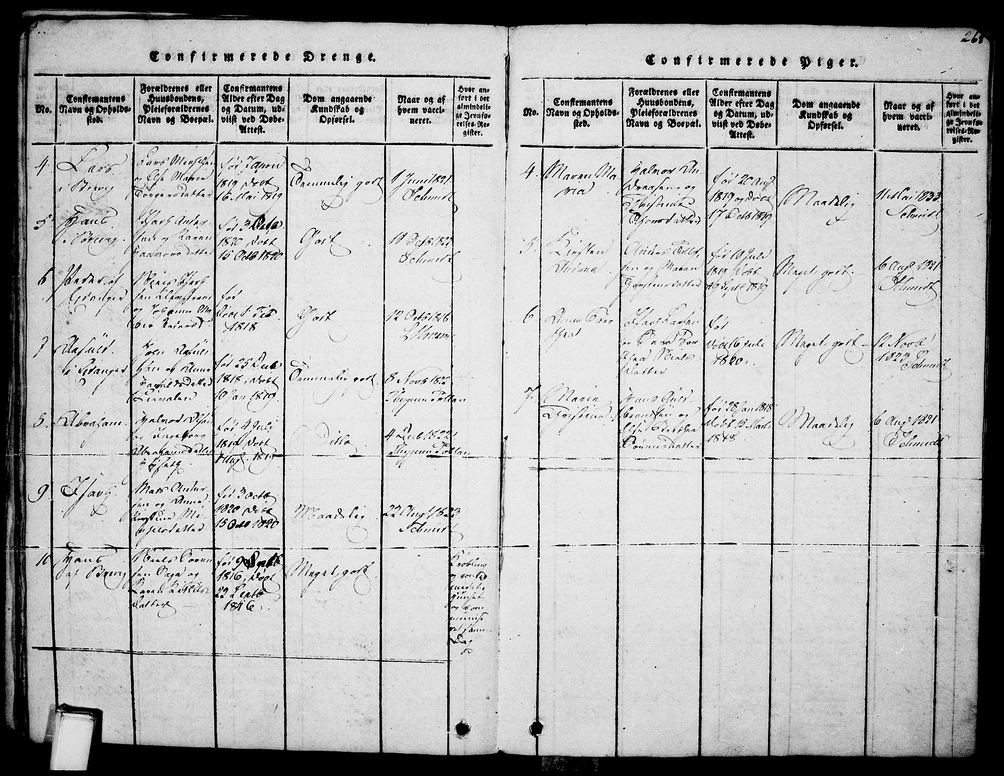 Brevik kirkebøker, SAKO/A-255/F/Fa/L0004: Parish register (official) no. 4, 1814-1846, p. 268