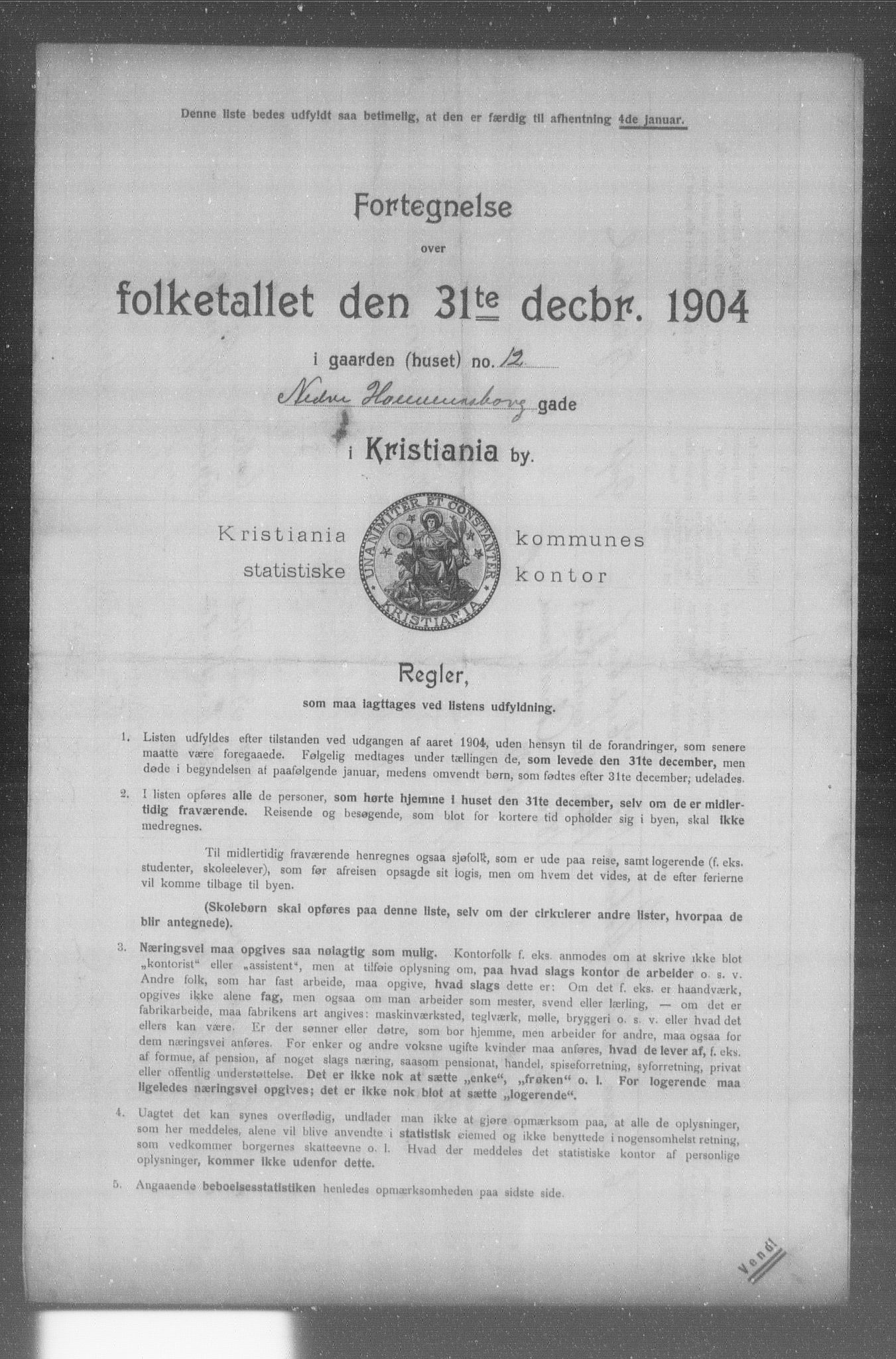 OBA, Municipal Census 1904 for Kristiania, 1904, p. 13250