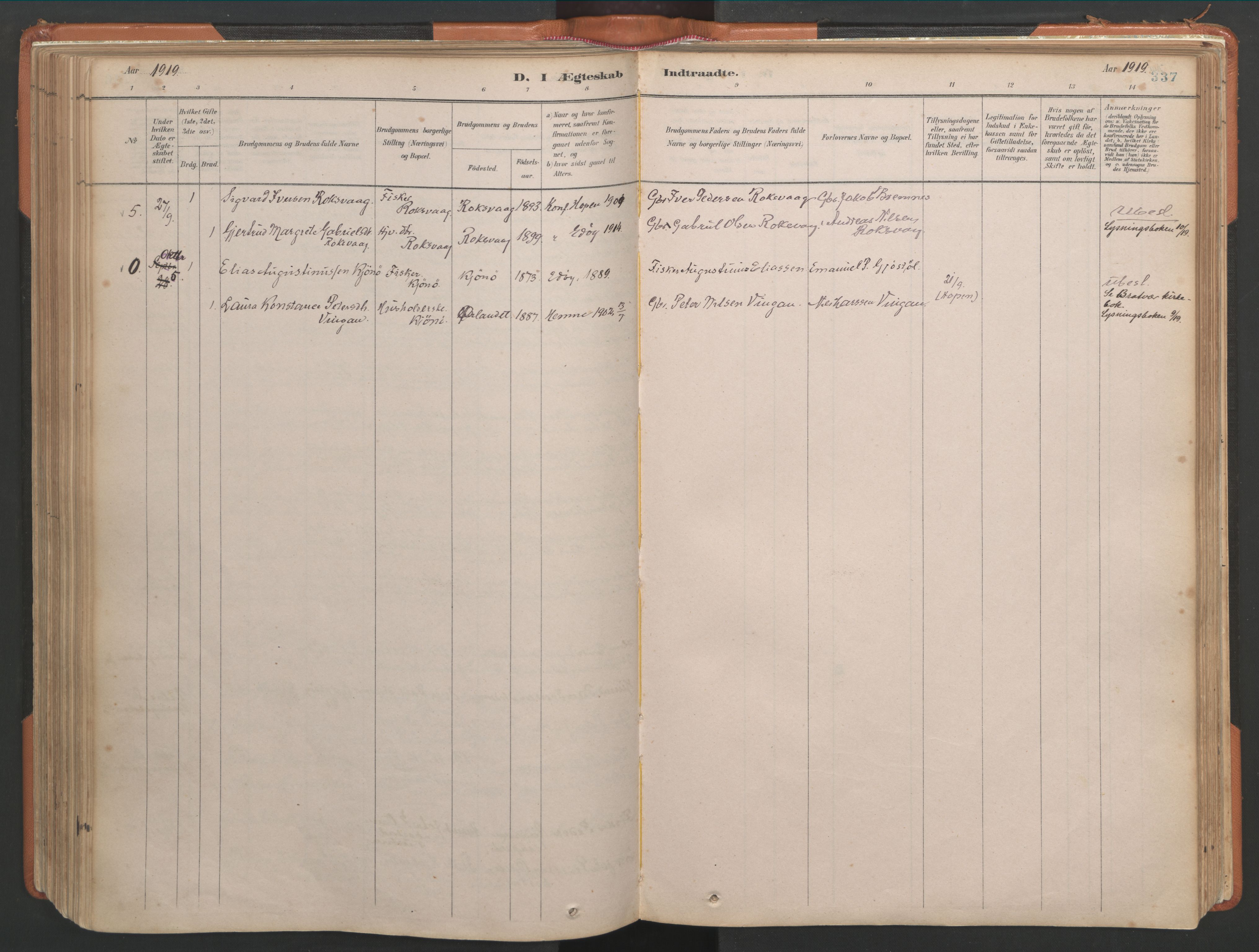 Ministerialprotokoller, klokkerbøker og fødselsregistre - Møre og Romsdal, AV/SAT-A-1454/581/L0941: Parish register (official) no. 581A09, 1880-1919, p. 337