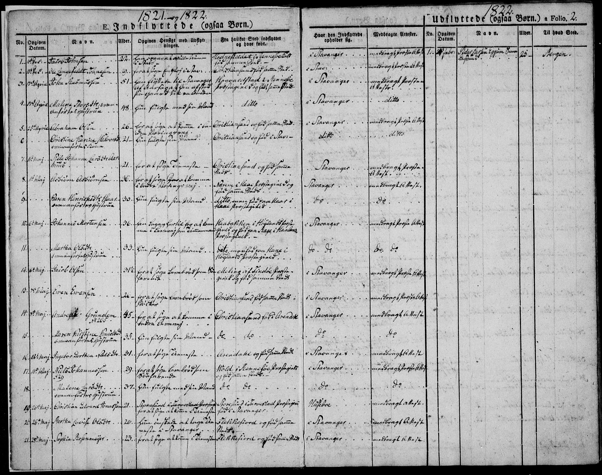 Domkirken sokneprestkontor, SAST/A-101812/001/30/30BA/L0010: Parish register (official) no. A 10, 1821-1859, p. 2