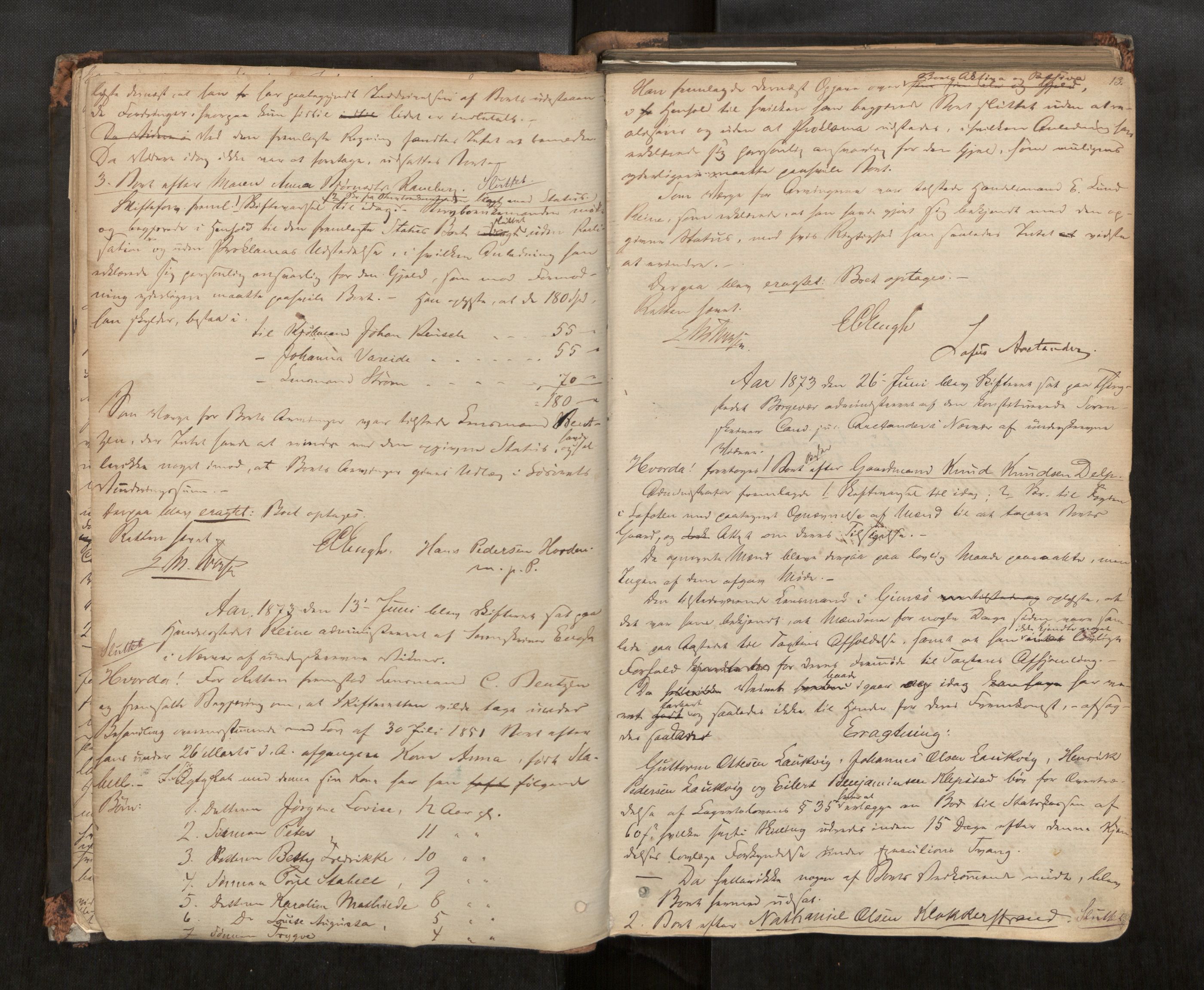 Vesterålen sorenskriveri, AV/SAT-A-4180/1/3/3B/L0002: Skiftebehandlingsprotokoll, 1872-1884, p. 13