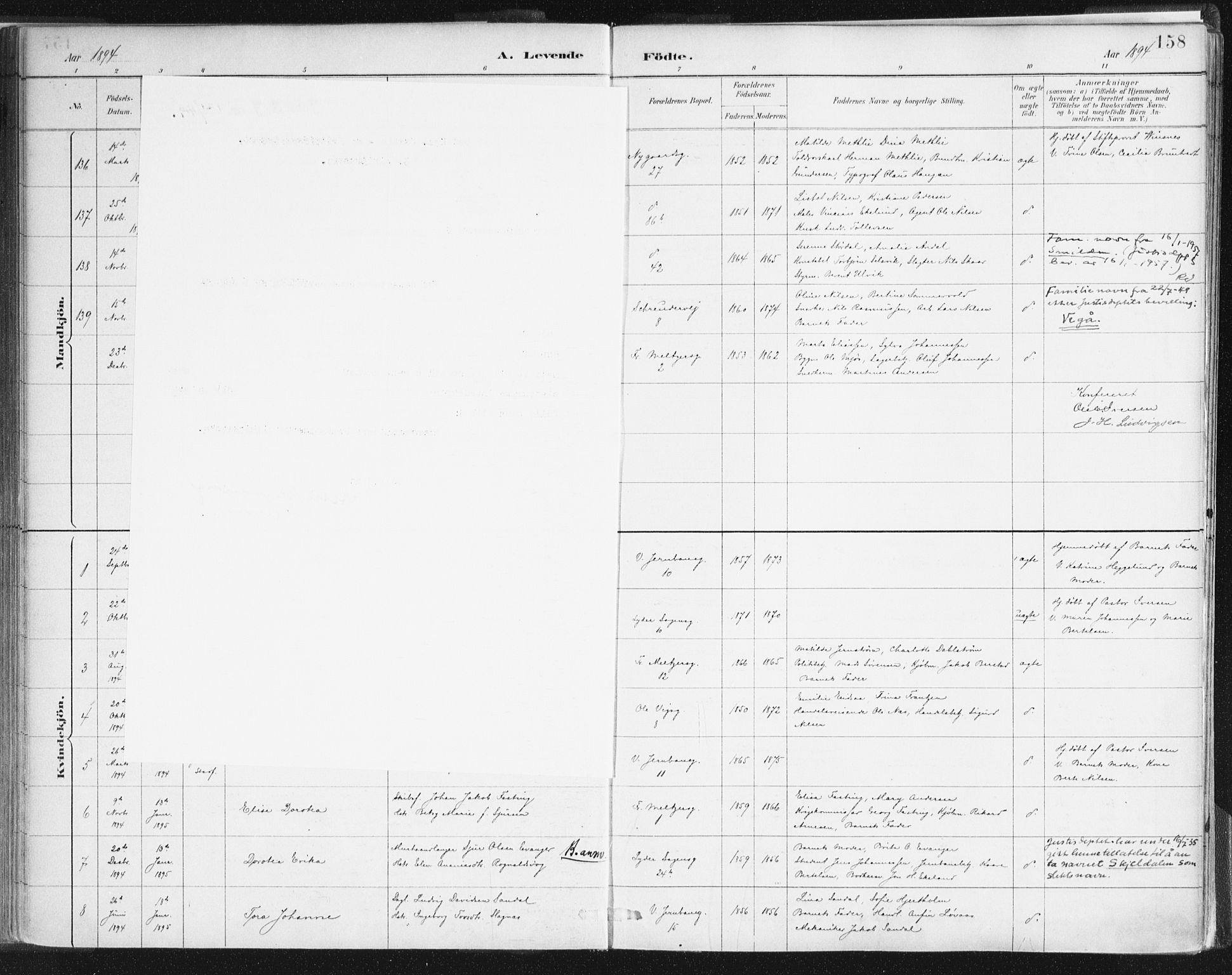 Johanneskirken sokneprestembete, SAB/A-76001/H/Haa/L0001: Parish register (official) no. A 1, 1885-1900, p. 158