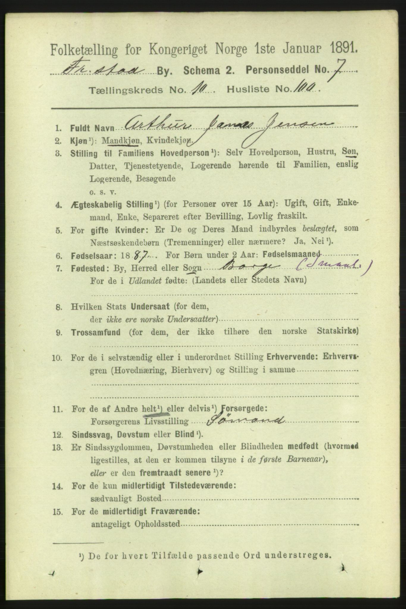 RA, 1891 census for 0103 Fredrikstad, 1891, p. 12555