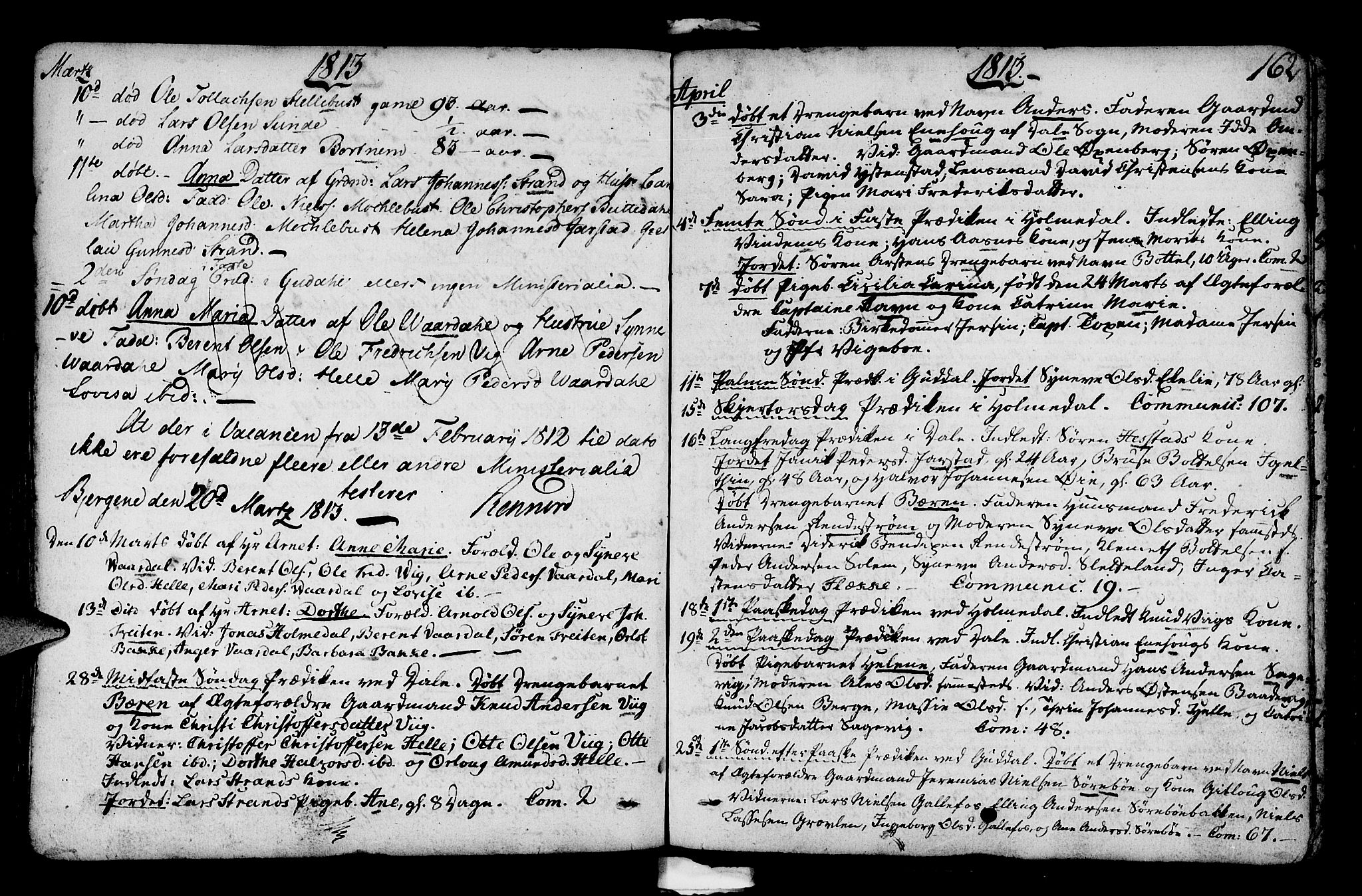 Fjaler sokneprestembete, SAB/A-79801/H/Haa/Haaa/L0003: Parish register (official) no. A 3, 1799-1814, p. 162