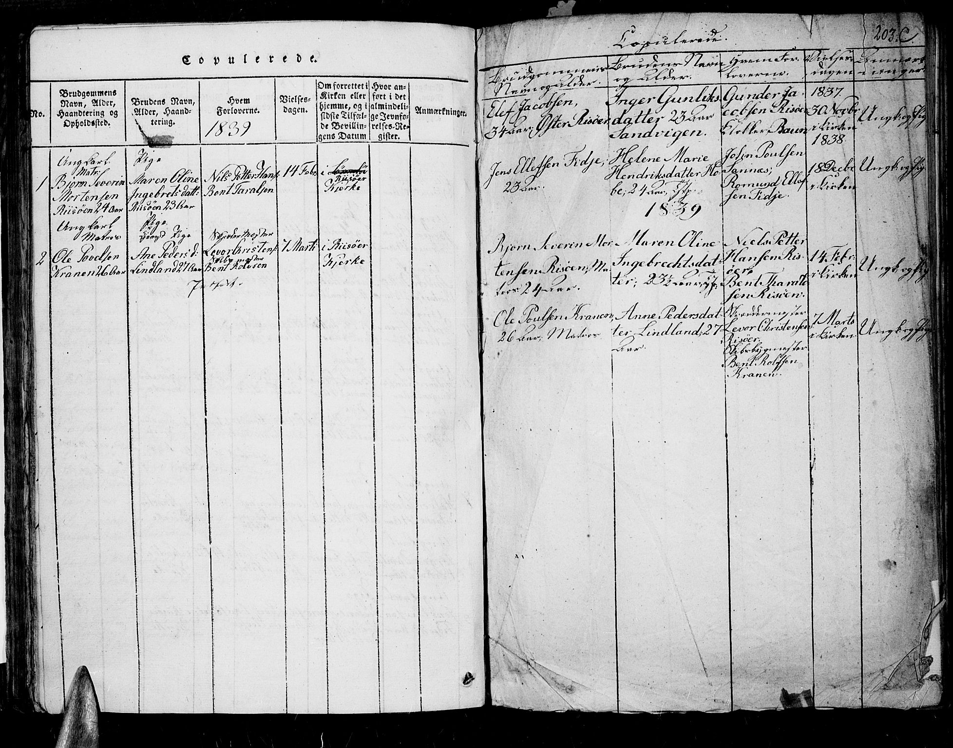 Søndeled sokneprestkontor, AV/SAK-1111-0038/F/Fb/L0002: Parish register (copy) no. B 2, 1816-1839, p. 204