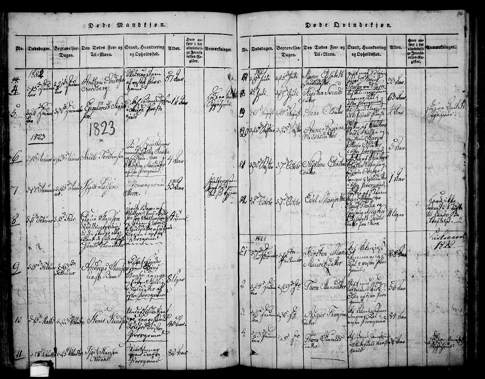 Porsgrunn kirkebøker , SAKO/A-104/F/Fa/L0004: Parish register (official) no. 4, 1814-1828, p. 116