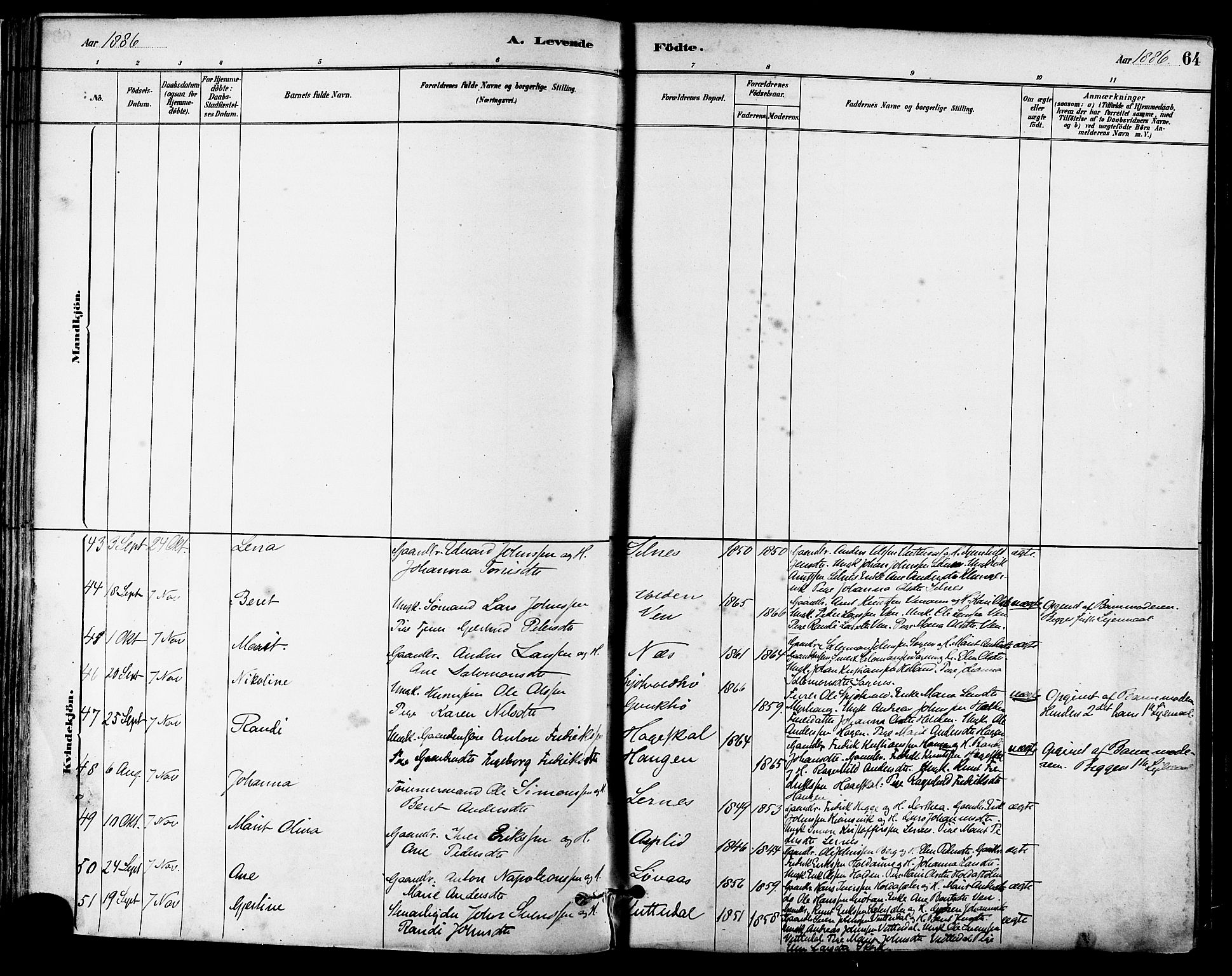 Ministerialprotokoller, klokkerbøker og fødselsregistre - Sør-Trøndelag, SAT/A-1456/630/L0496: Parish register (official) no. 630A09, 1879-1895, p. 64