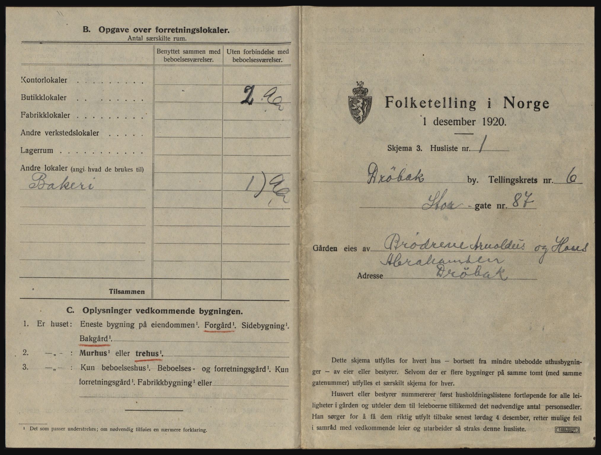 SAO, 1920 census for Drøbak, 1920, p. 521