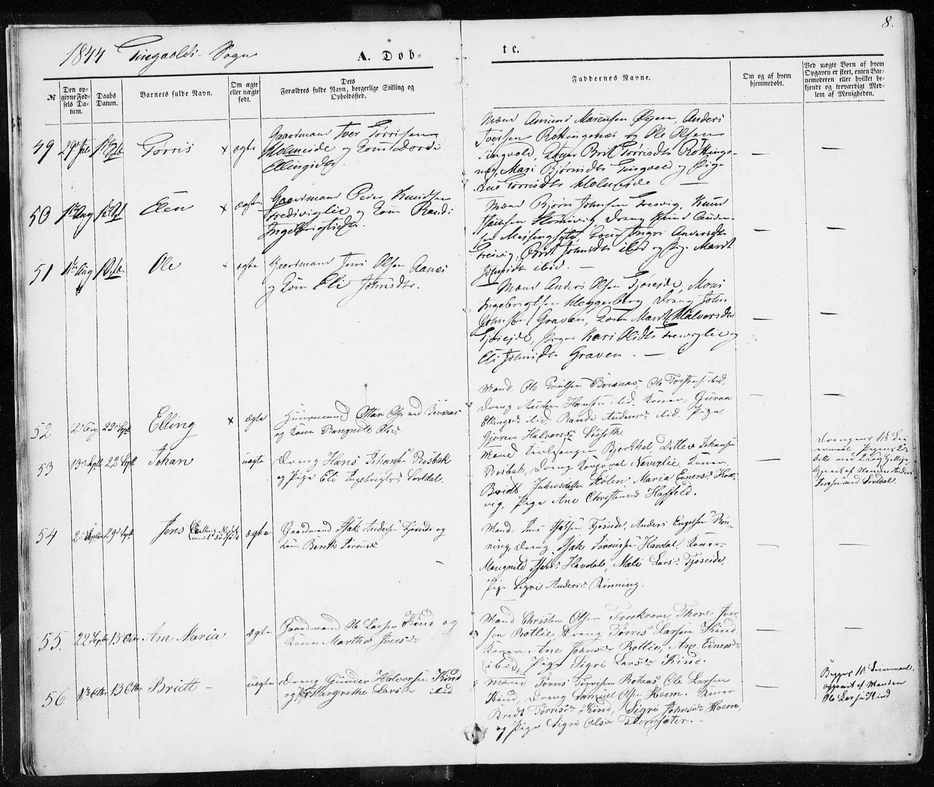 Ministerialprotokoller, klokkerbøker og fødselsregistre - Møre og Romsdal, AV/SAT-A-1454/586/L0984: Parish register (official) no. 586A10, 1844-1856, p. 8