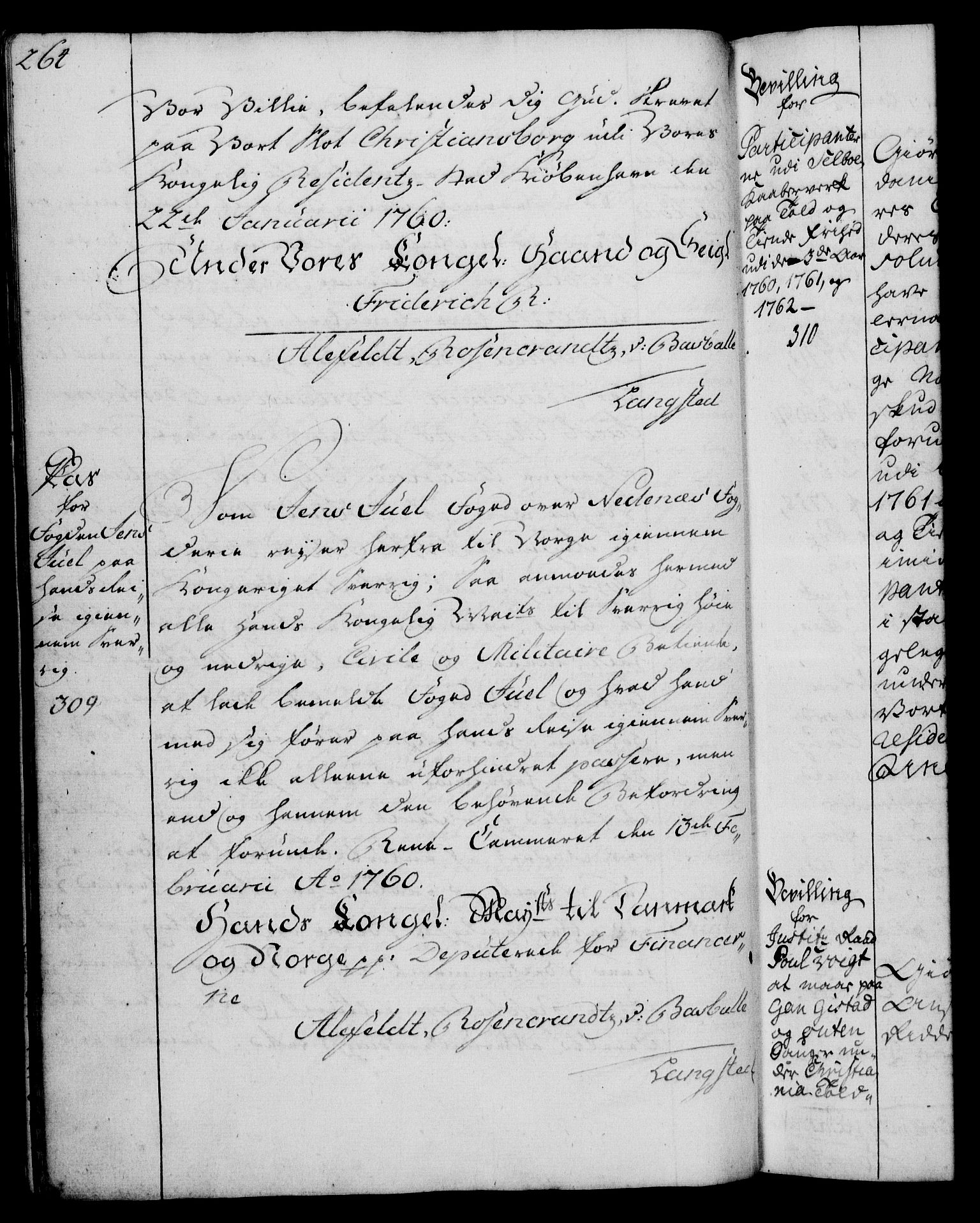Rentekammeret, Kammerkanselliet, RA/EA-3111/G/Gg/Gga/L0007: Norsk ekspedisjonsprotokoll med register (merket RK 53.7), 1759-1768, p. 264