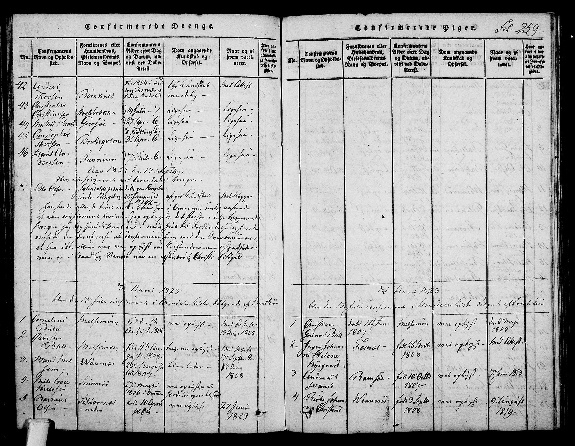 Stokke kirkebøker, AV/SAKO-A-320/F/Fa/L0005: Parish register (official) no. I 5, 1815-1826, p. 259