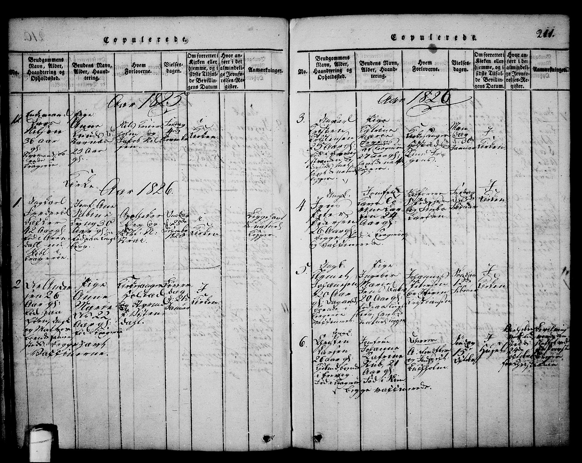 Kragerø kirkebøker, AV/SAKO-A-278/G/Ga/L0002: Parish register (copy) no. 2, 1814-1831, p. 211