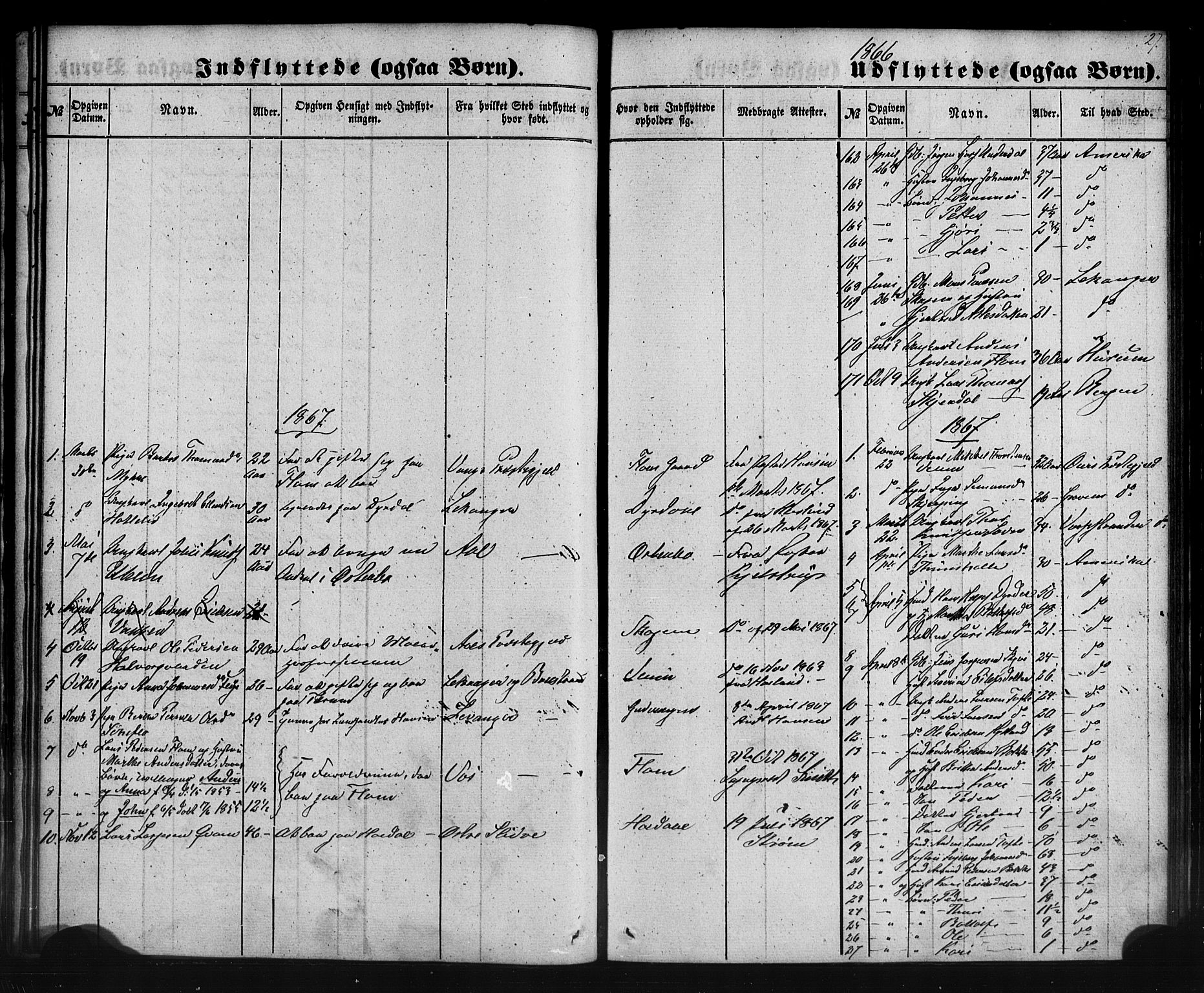 Aurland sokneprestembete, SAB/A-99937/H/Ha/Haa/L0012: Parish register (official) no. A 12, 1858-1879, p. 27