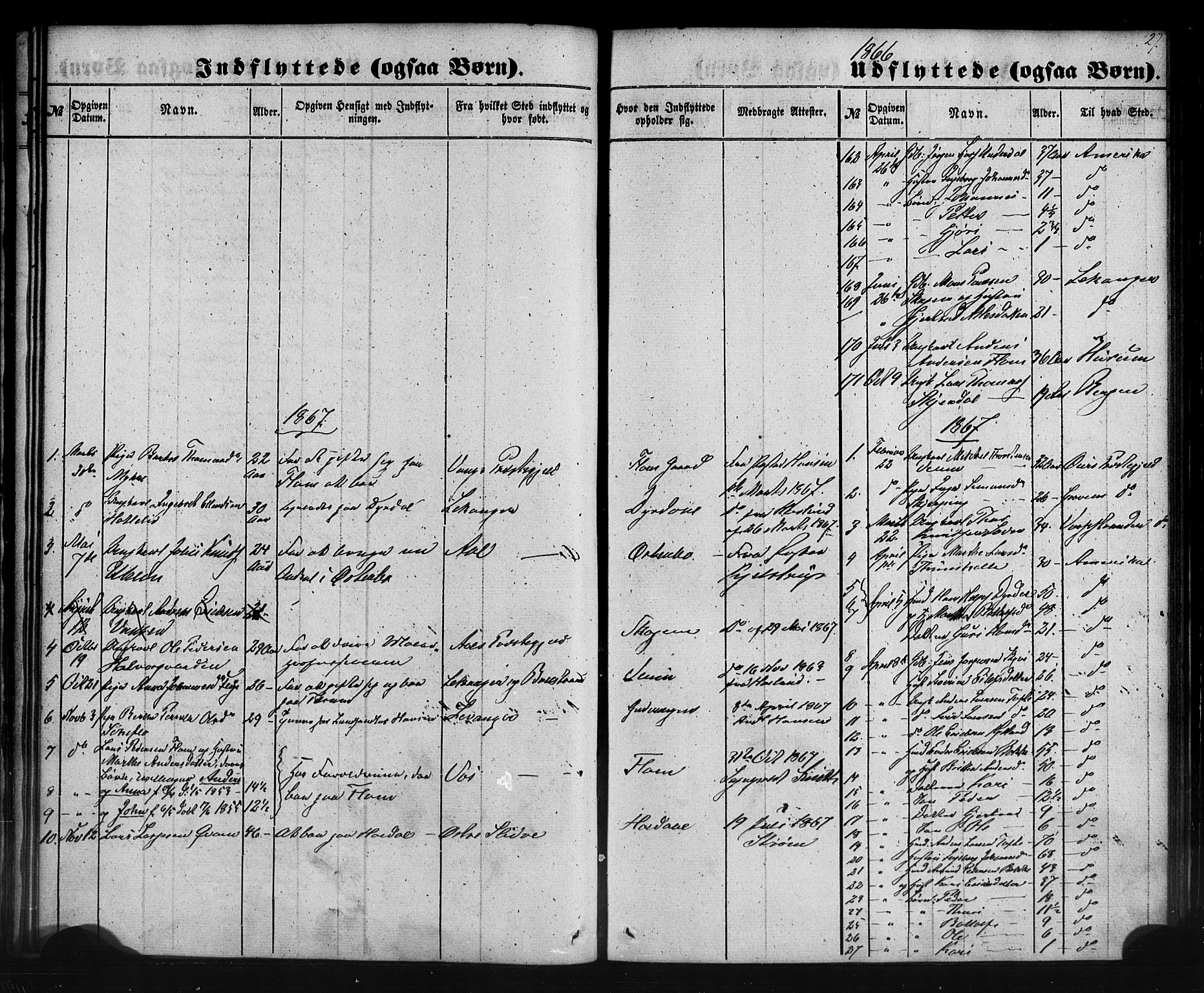 Aurland sokneprestembete, AV/SAB-A-99937/H/Ha/Haa/L0012: Parish register (official) no. A 12, 1858-1879, p. 27