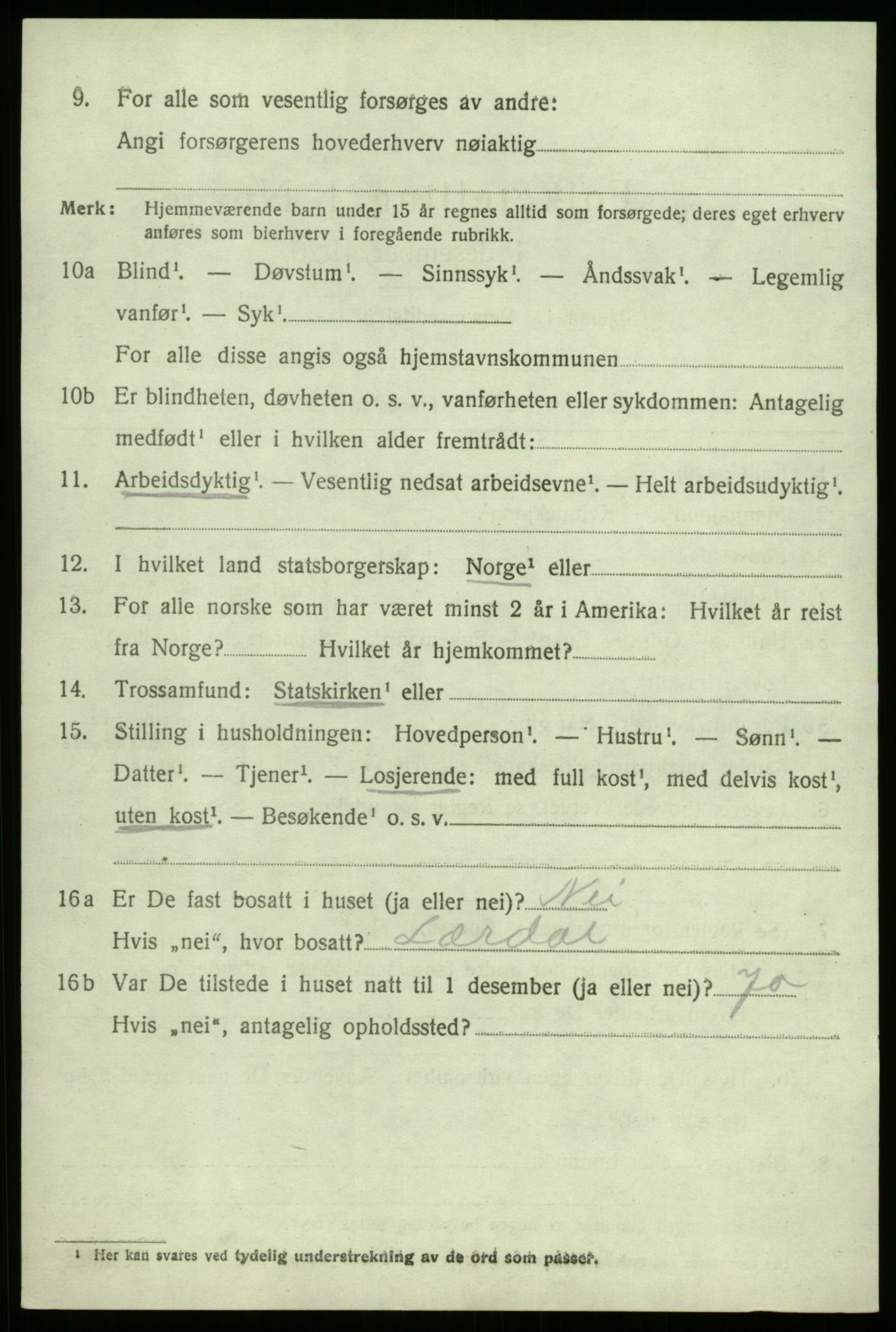 SAB, 1920 census for Kyrkjebø, 1920, p. 3922