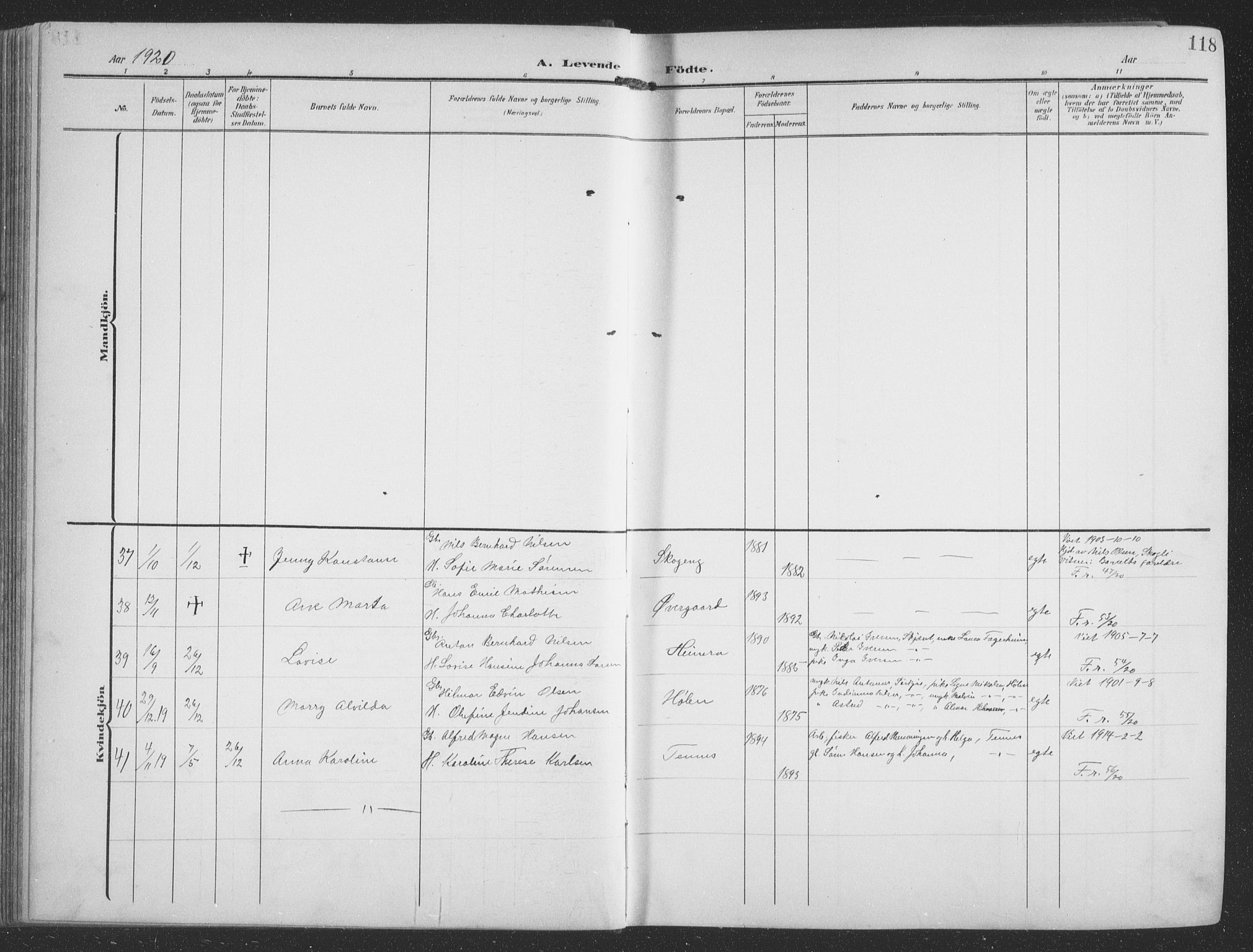 Balsfjord sokneprestembete, AV/SATØ-S-1303/G/Ga/L0009klokker: Parish register (copy) no. 9, 1906-1920, p. 118