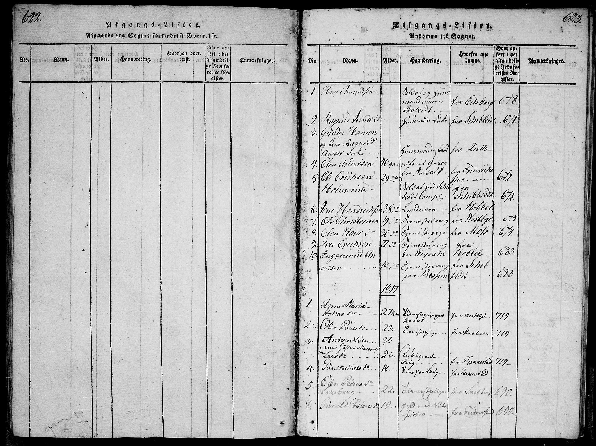 Våler prestekontor Kirkebøker, SAO/A-11083/G/Ga/L0001: Parish register (copy) no. I 1, 1815-1839, p. 622-623