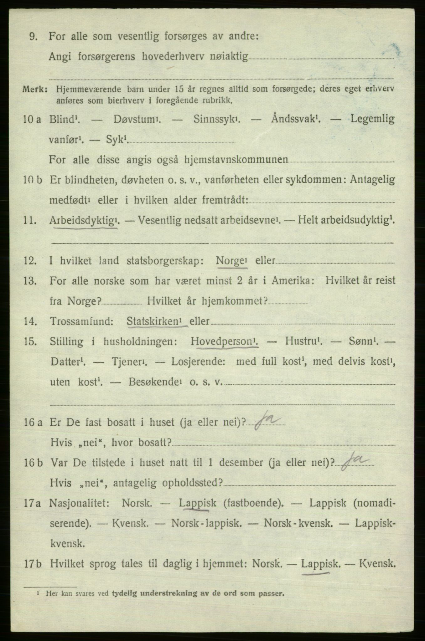 SATØ, 1920 census for Kautokeino, 1920, p. 834