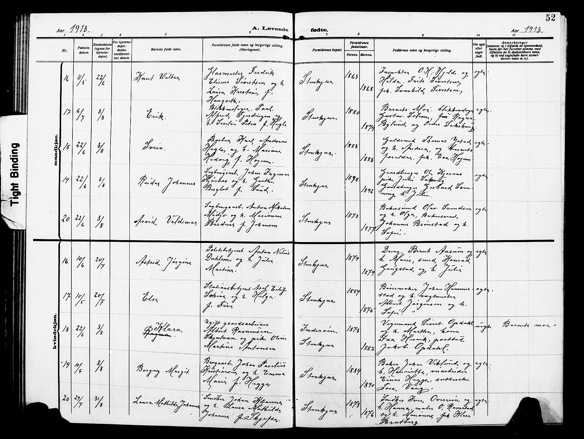 Ministerialprotokoller, klokkerbøker og fødselsregistre - Nord-Trøndelag, AV/SAT-A-1458/739/L0376: Parish register (copy) no. 739C04, 1908-1917, p. 52