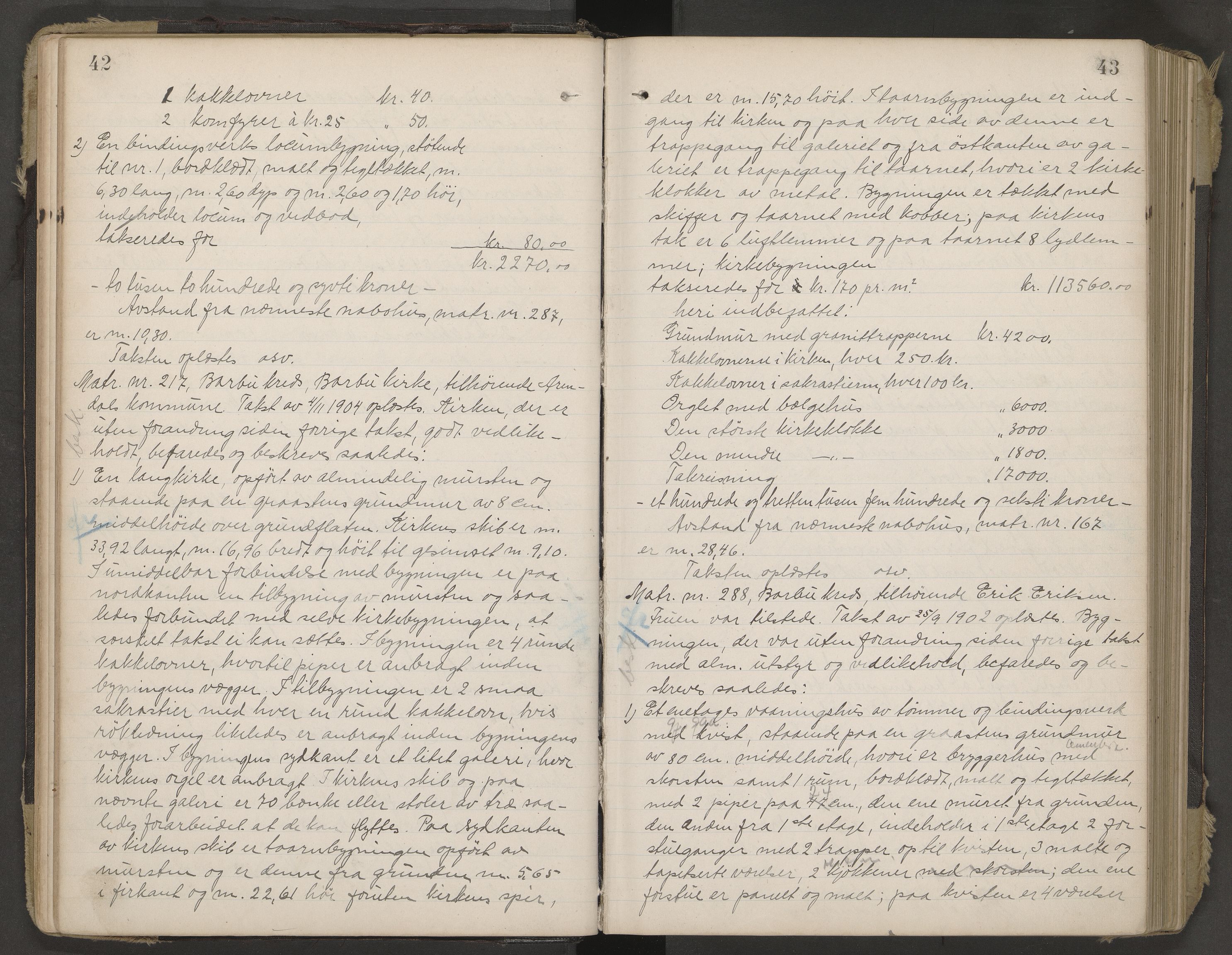 Norges Brannkasse Arendal, AV/SAK-2241-0002/F/Fa/L0029: Branntakstprotokoll nr. 27 med matrikkelnummerregister, 1916-1918