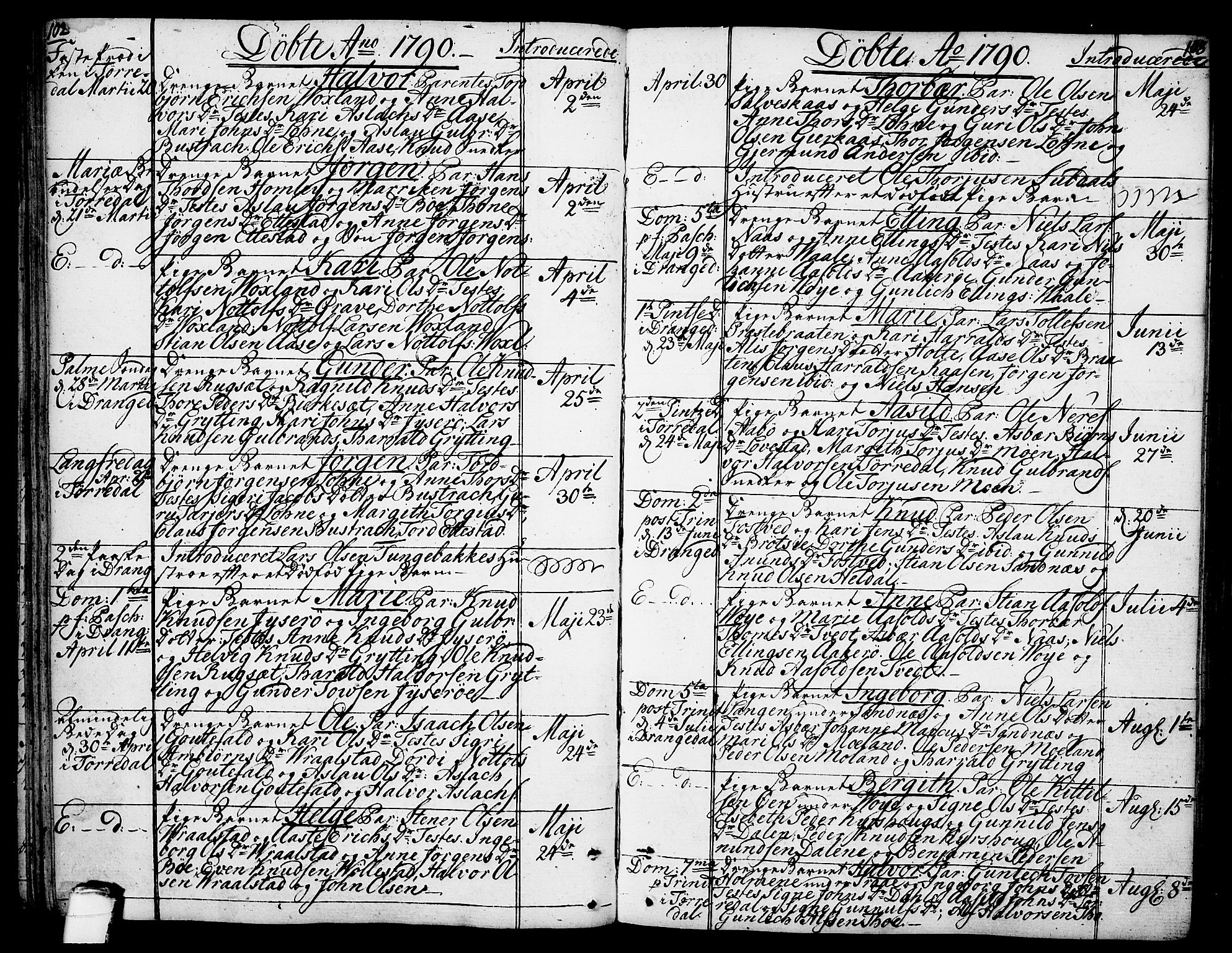 Drangedal kirkebøker, SAKO/A-258/F/Fa/L0003: Parish register (official) no. 3, 1768-1814, p. 102-103