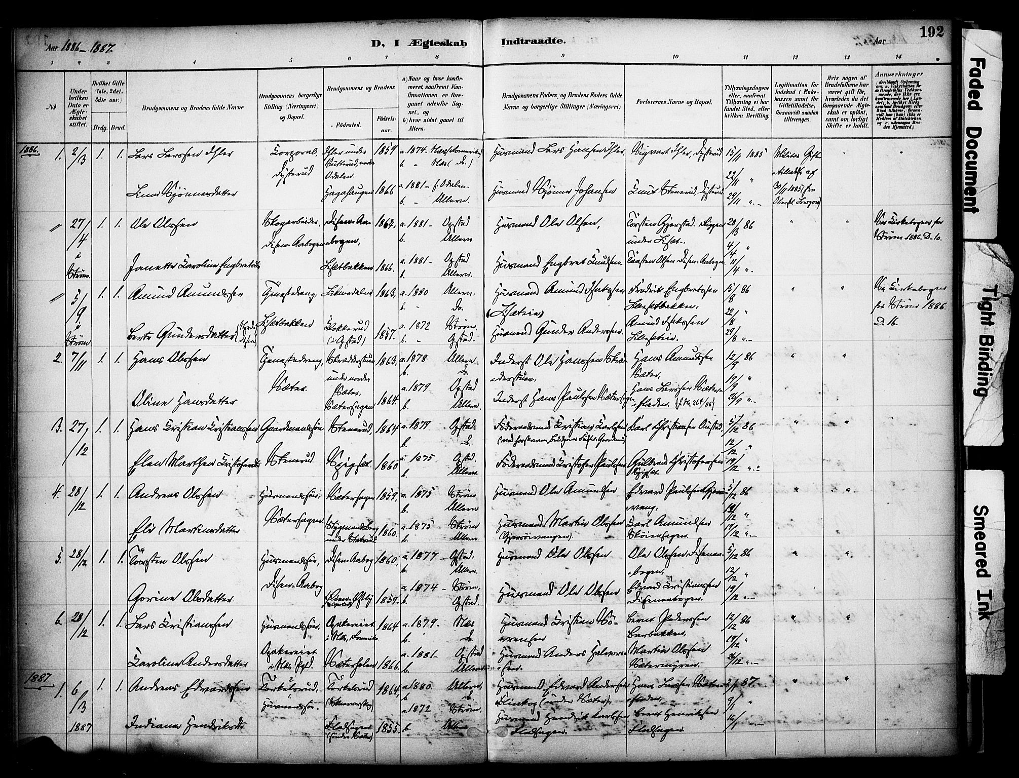 Sør-Odal prestekontor, SAH/PREST-030/H/Ha/Haa/L0008: Parish register (official) no. 8, 1886-1922, p. 192