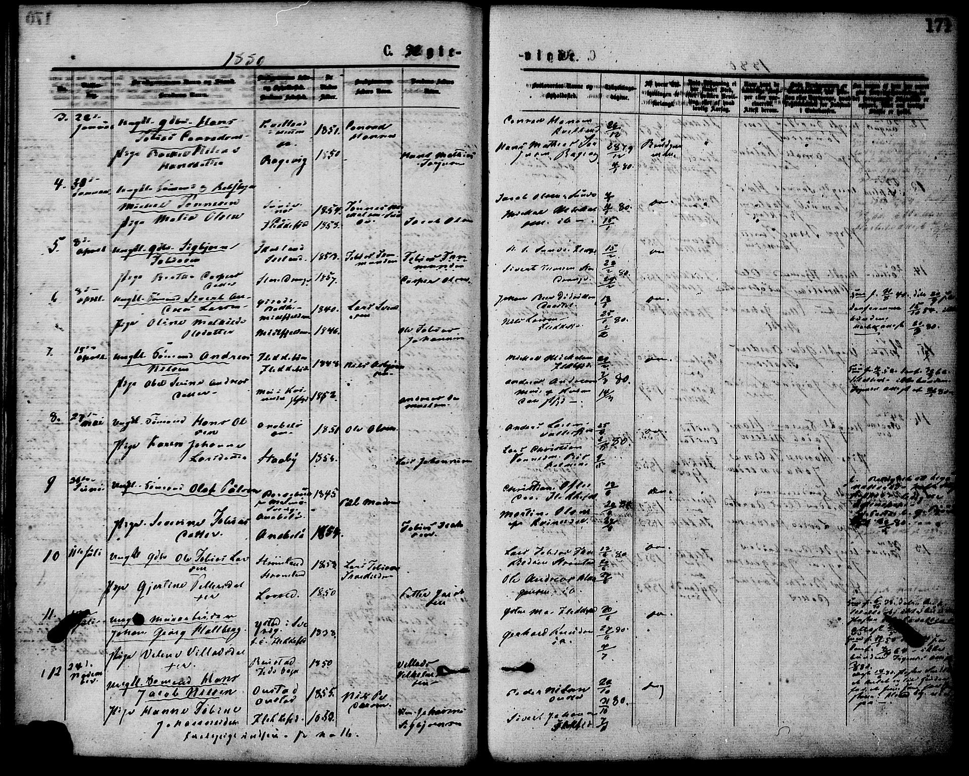 Flekkefjord sokneprestkontor, SAK/1111-0012/F/Fa/Fac/L0007: Parish register (official) no. A 7, 1875-1885, p. 171