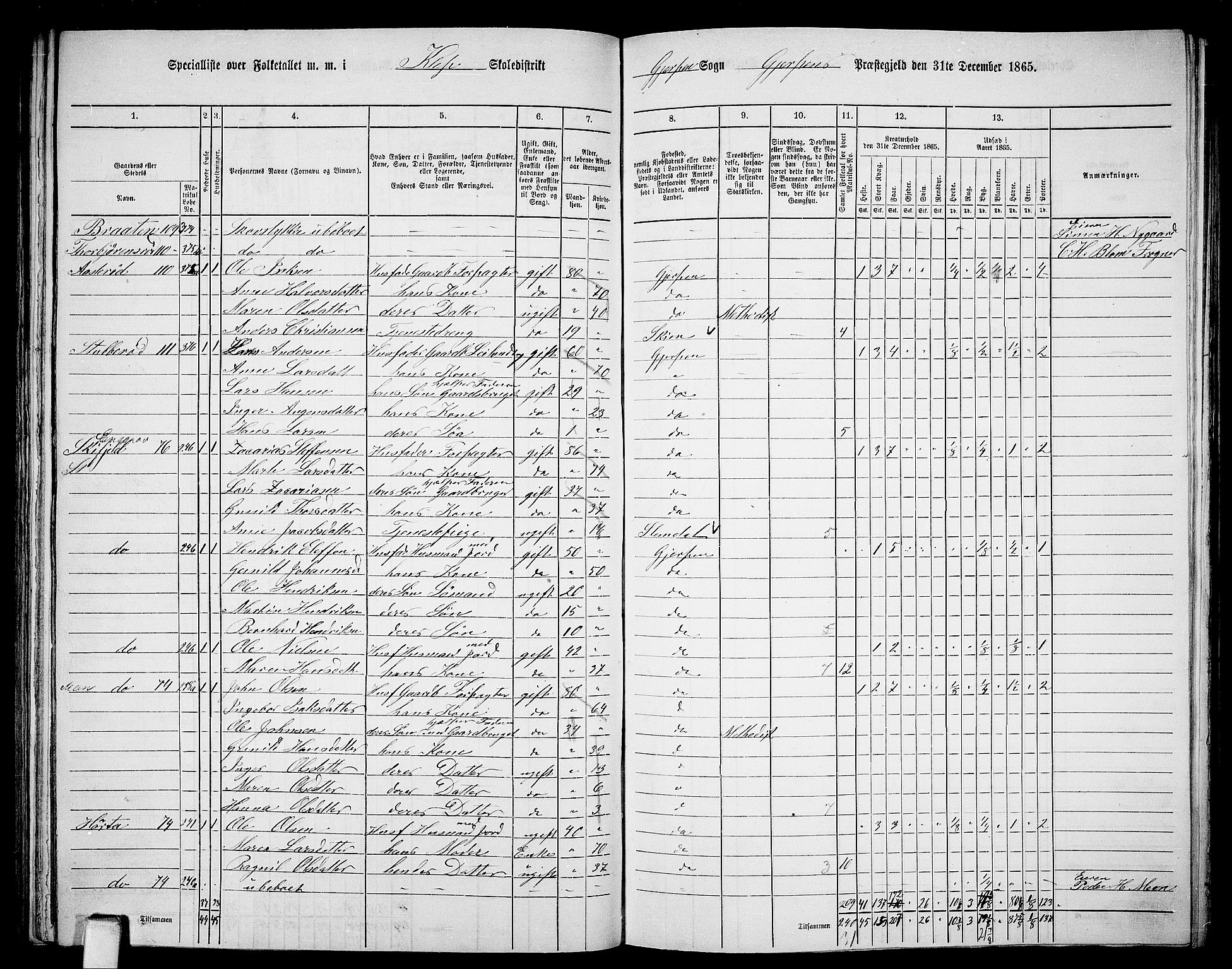 RA, 1865 census for Gjerpen, 1865, p. 171