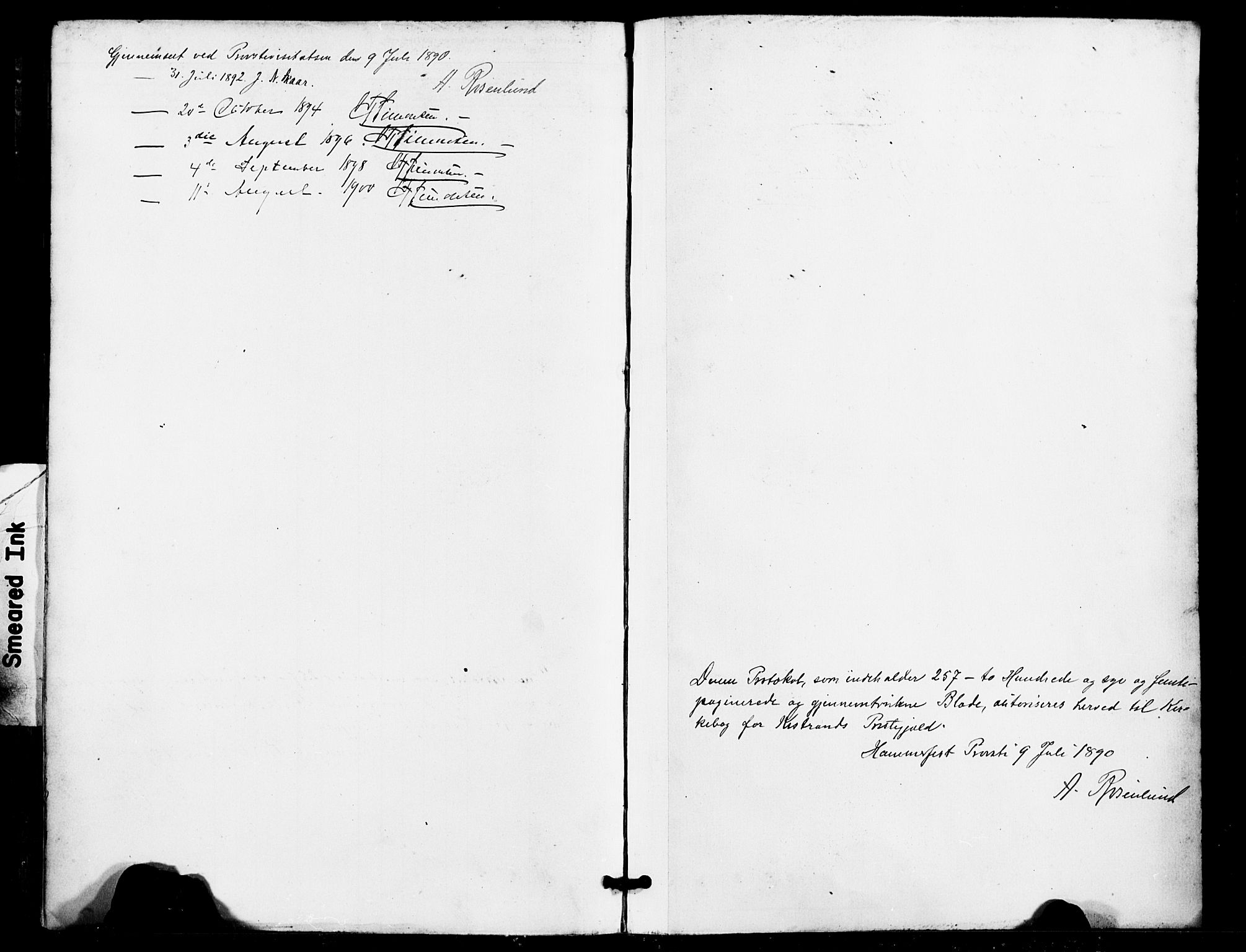 Kistrand/Porsanger sokneprestembete, SATØ/S-1351/H/Ha/L0008.kirke: Parish register (official) no. 8, 1890-1898