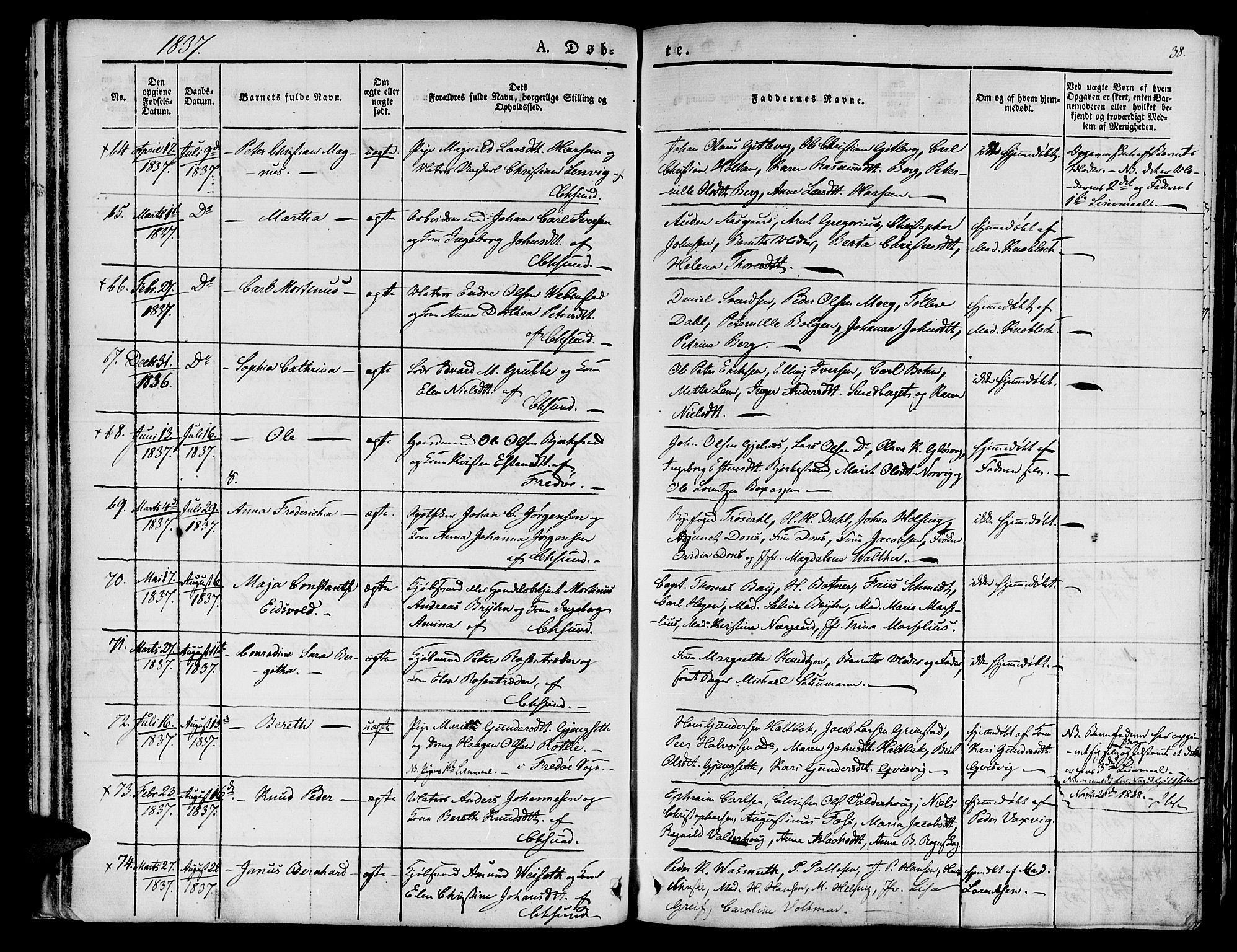 Ministerialprotokoller, klokkerbøker og fødselsregistre - Møre og Romsdal, SAT/A-1454/572/L0843: Parish register (official) no. 572A06, 1832-1842, p. 38