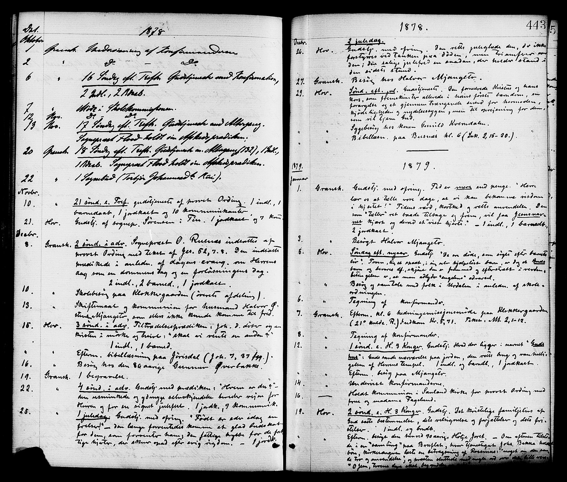 Gransherad kirkebøker, SAKO/A-267/F/Fa/L0004: Parish register (official) no. I 4, 1871-1886, p. 443