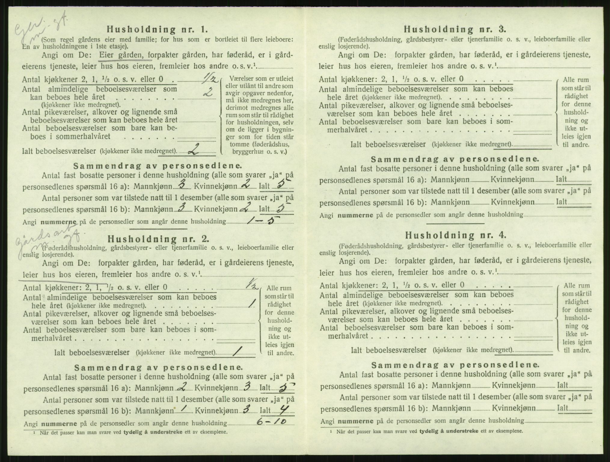 SAT, 1920 census for Aure, 1920, p. 227