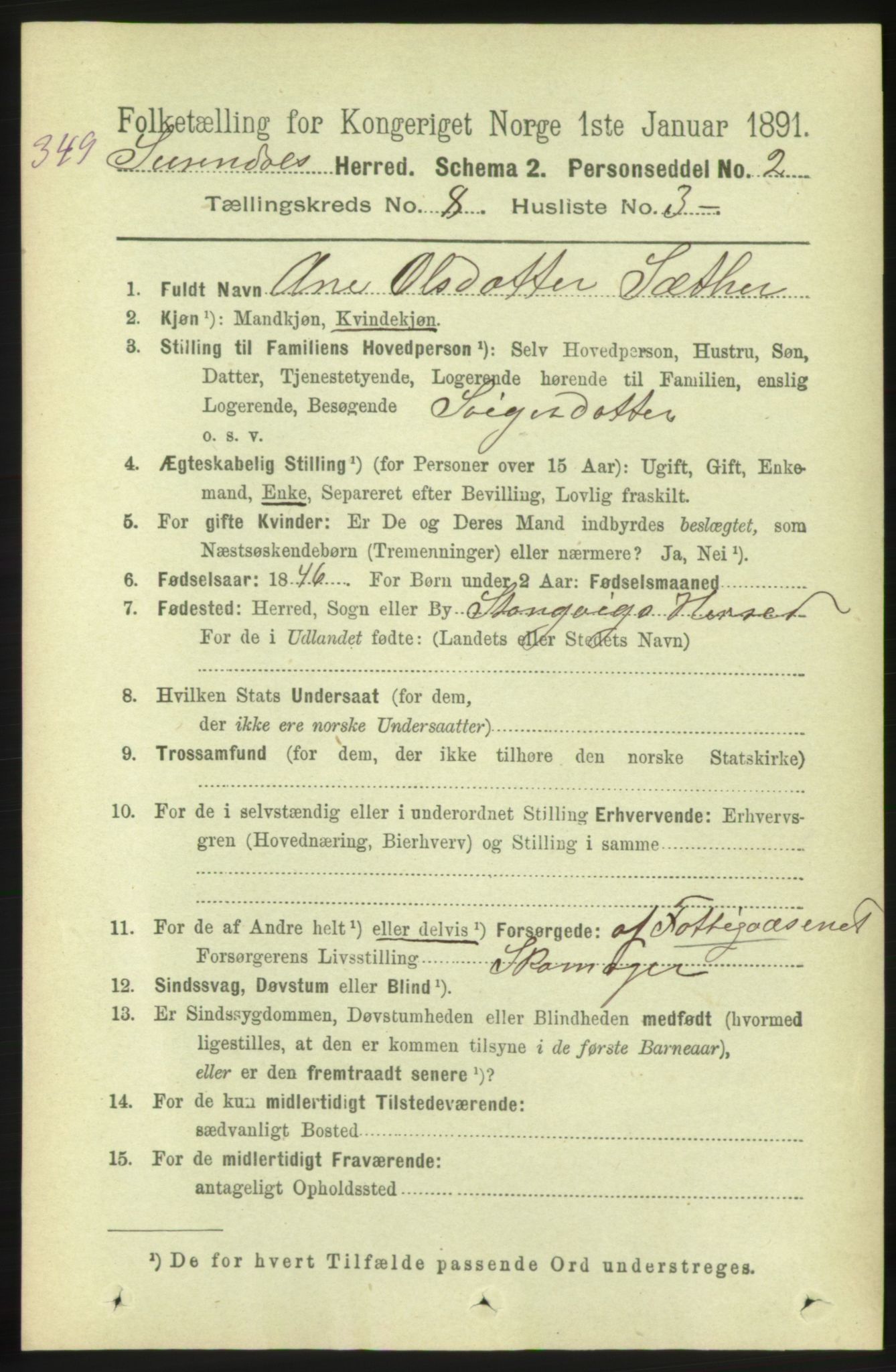 RA, 1891 census for 1566 Surnadal, 1891, p. 2087