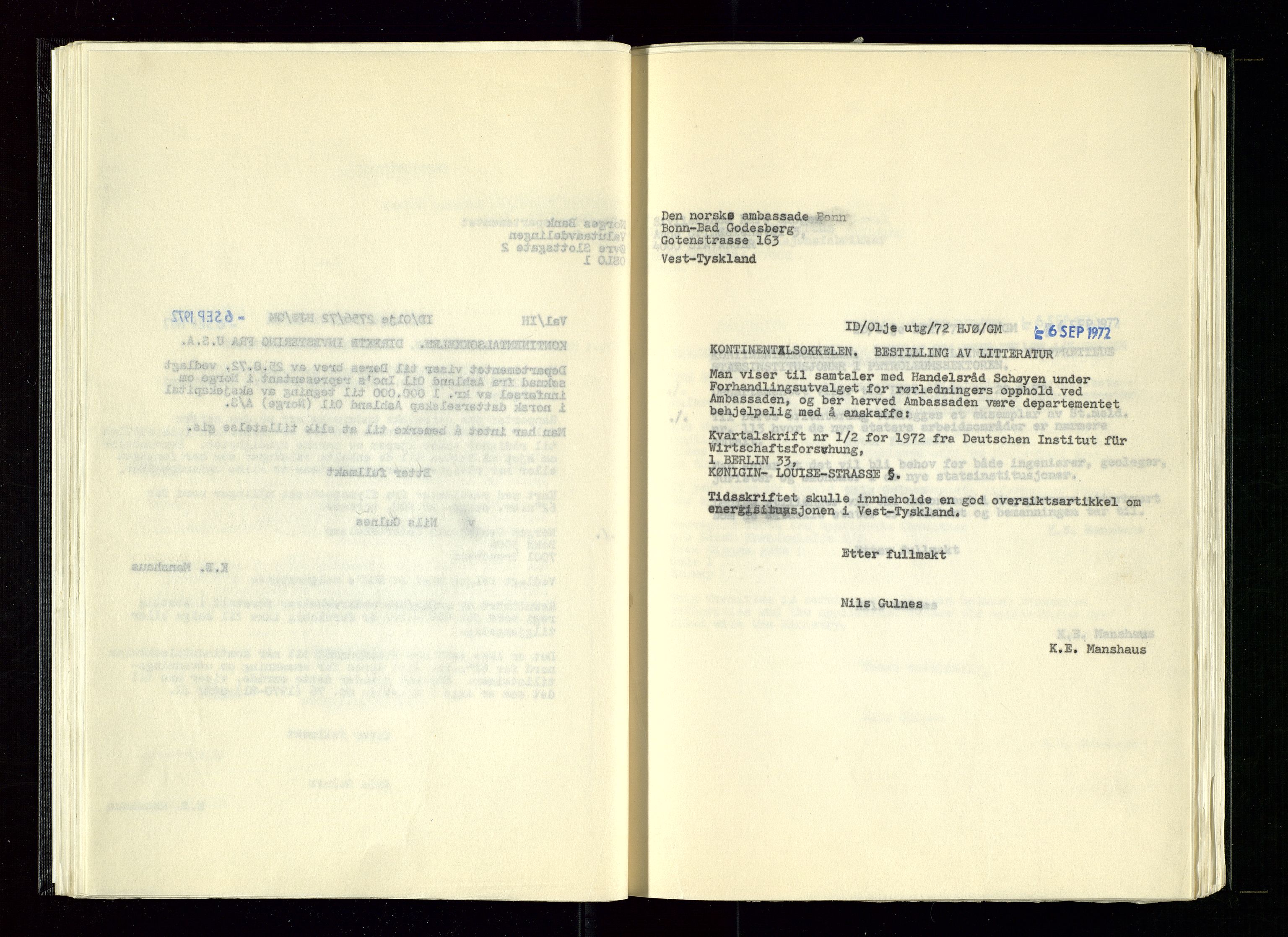 Industridepartementet, Oljekontoret, AV/SAST-A-101348/B/L0002: Kopibok, 1972