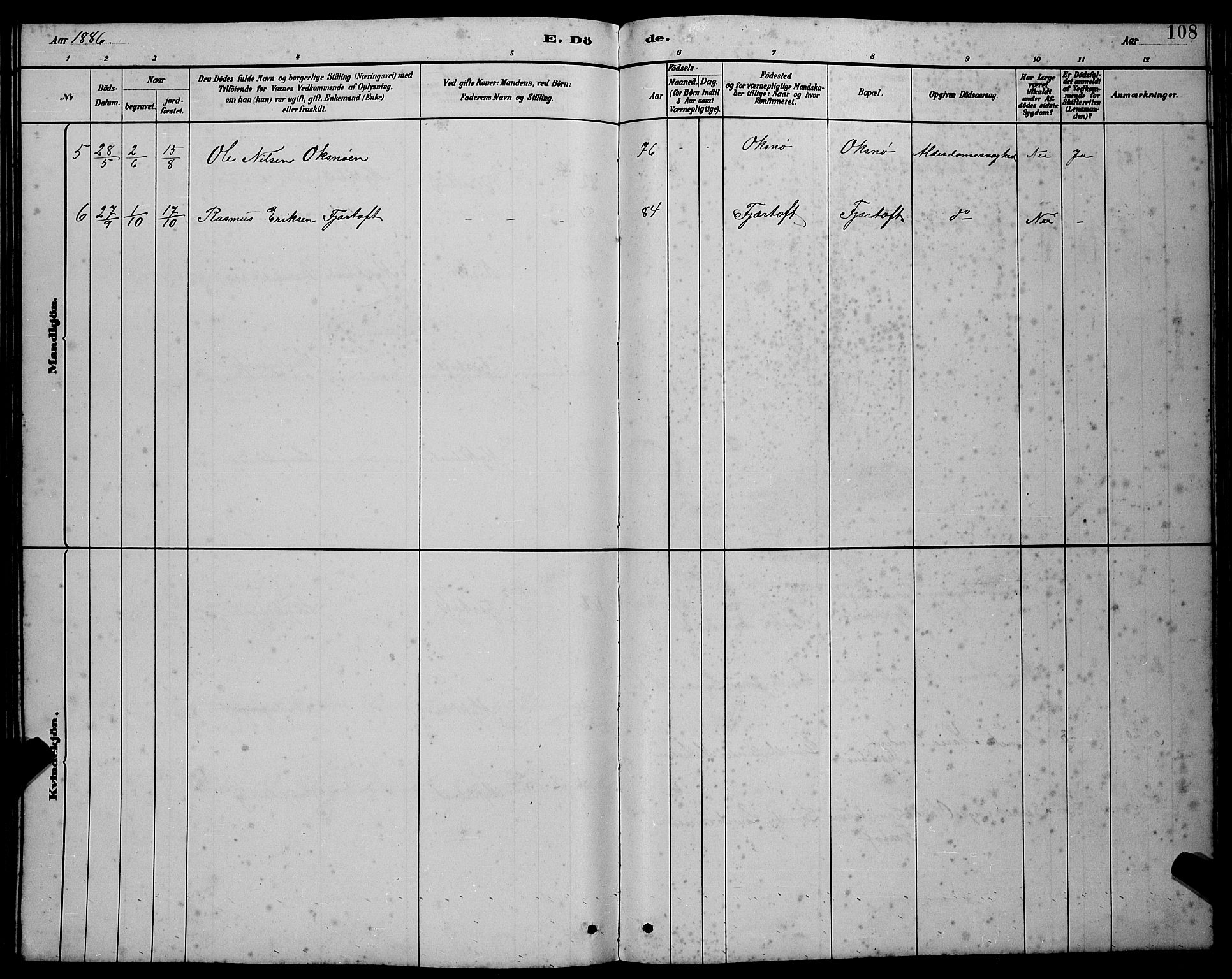 Ministerialprotokoller, klokkerbøker og fødselsregistre - Møre og Romsdal, AV/SAT-A-1454/538/L0523: Parish register (copy) no. 538C01, 1881-1900, p. 108