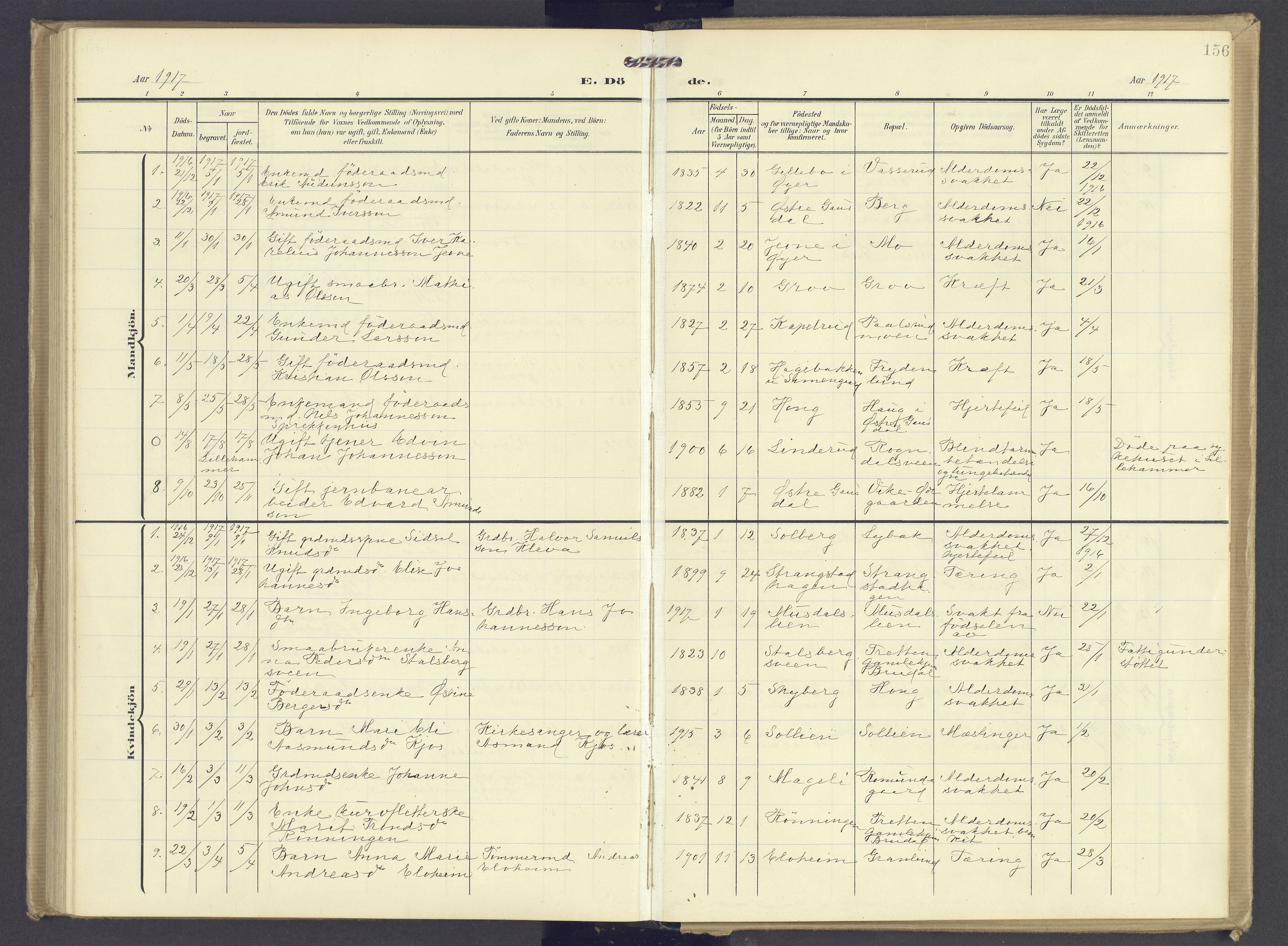 Øyer prestekontor, SAH/PREST-084/H/Ha/Haa/L0013: Parish register (official) no. 13, 1905-1920, p. 156