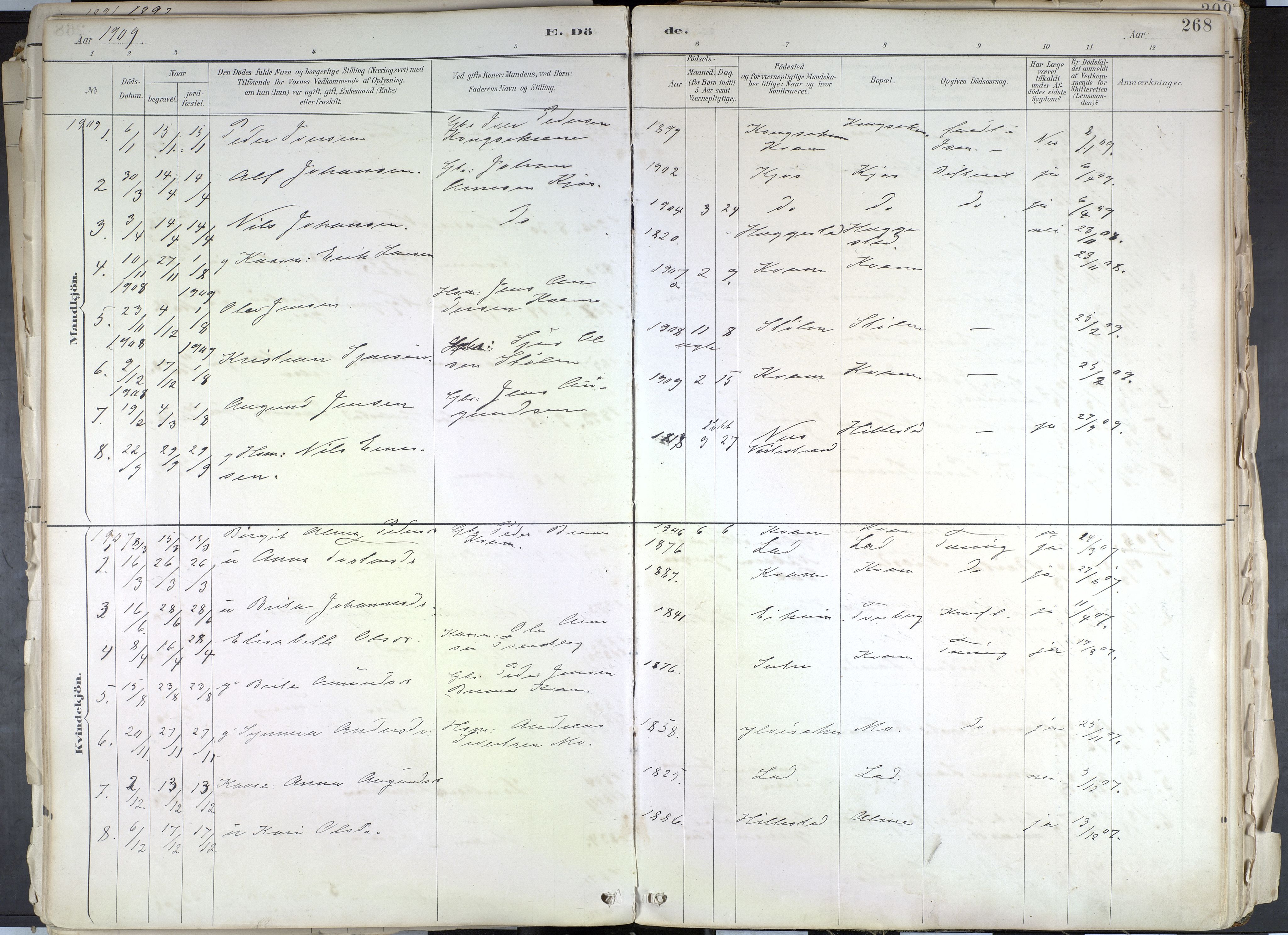 Hafslo sokneprestembete, SAB/A-80301/H/Haa/Haab/L0001: Parish register (official) no. B 1, 1886-1945, p. 268