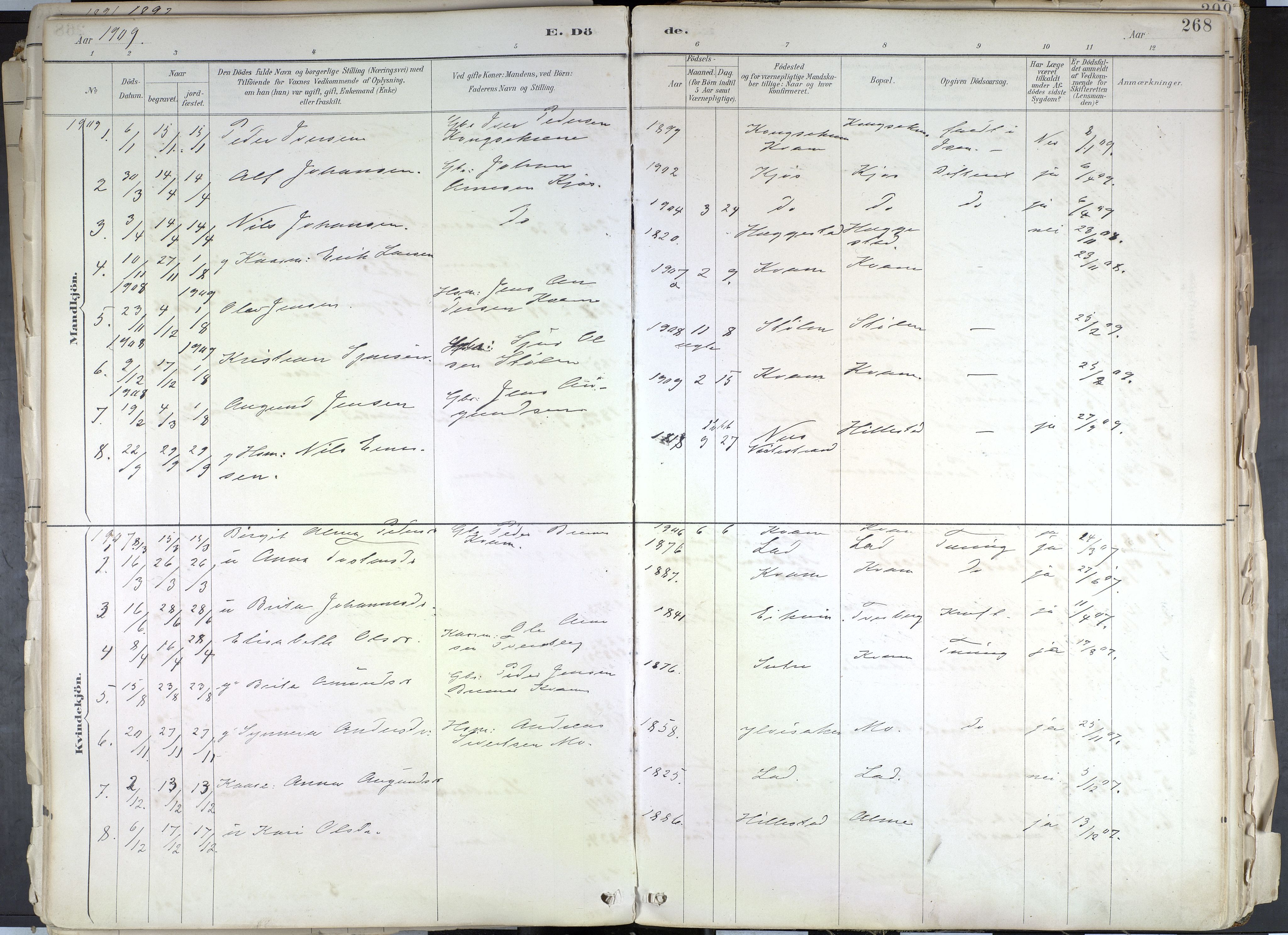 Hafslo sokneprestembete, AV/SAB-A-80301/H/Haa/Haab/L0001: Parish register (official) no. B 1, 1886-1945, p. 268