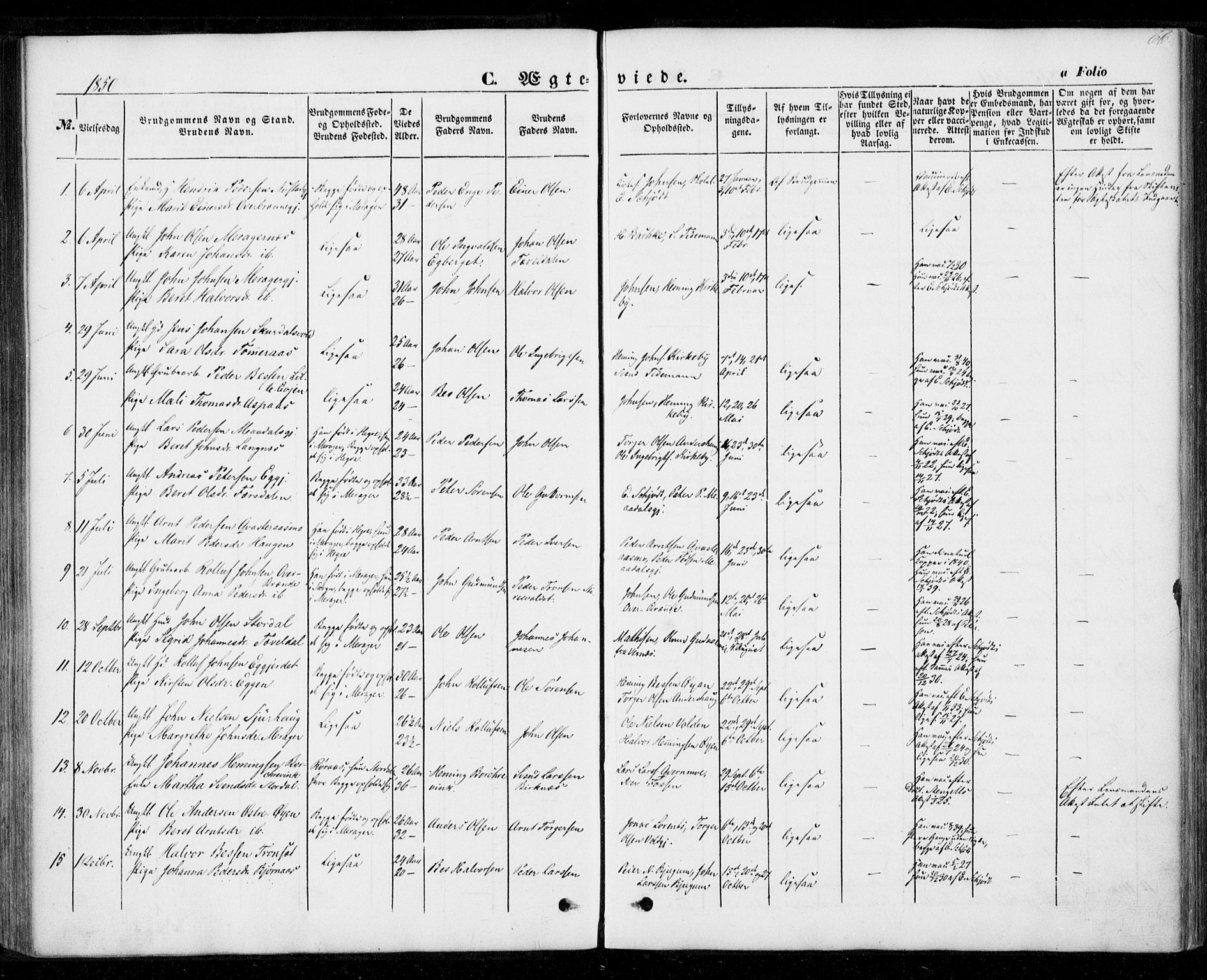 Ministerialprotokoller, klokkerbøker og fødselsregistre - Nord-Trøndelag, SAT/A-1458/706/L0040: Parish register (official) no. 706A01, 1850-1861, p. 66