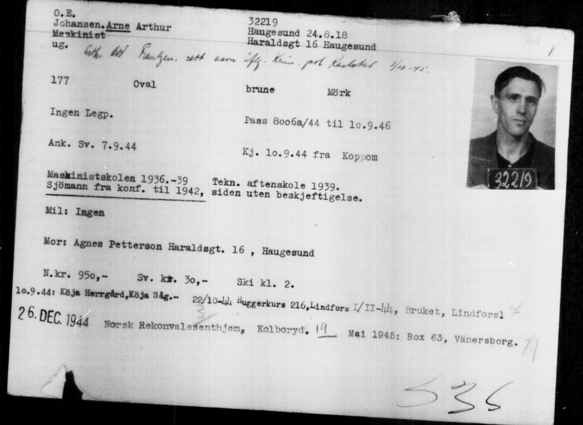 Utenriksstasjonene, Legasjonen i Stockholm, Flyktningkontoret, AV/RA-S-6753/V/Va/L0013: Kjesäterkartoteket, flyktninger med registreringsnr. 31500-34731, 1940-1945, p. 766